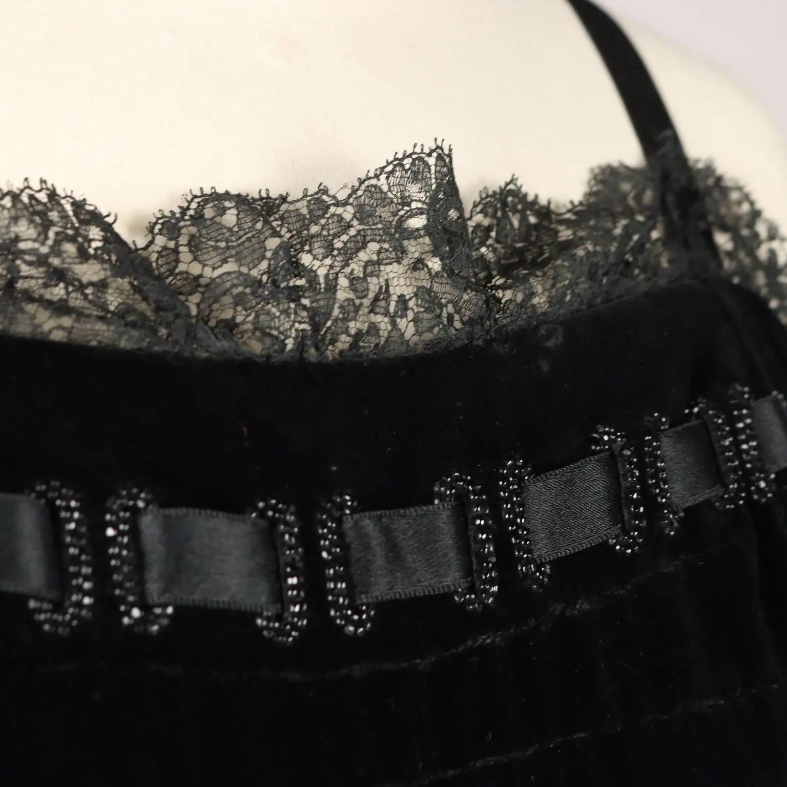 Vintage Black Velvet Dress with Beads UK Size 14 Italy - UK Size 14 | Clothing & House Linens | Vintage