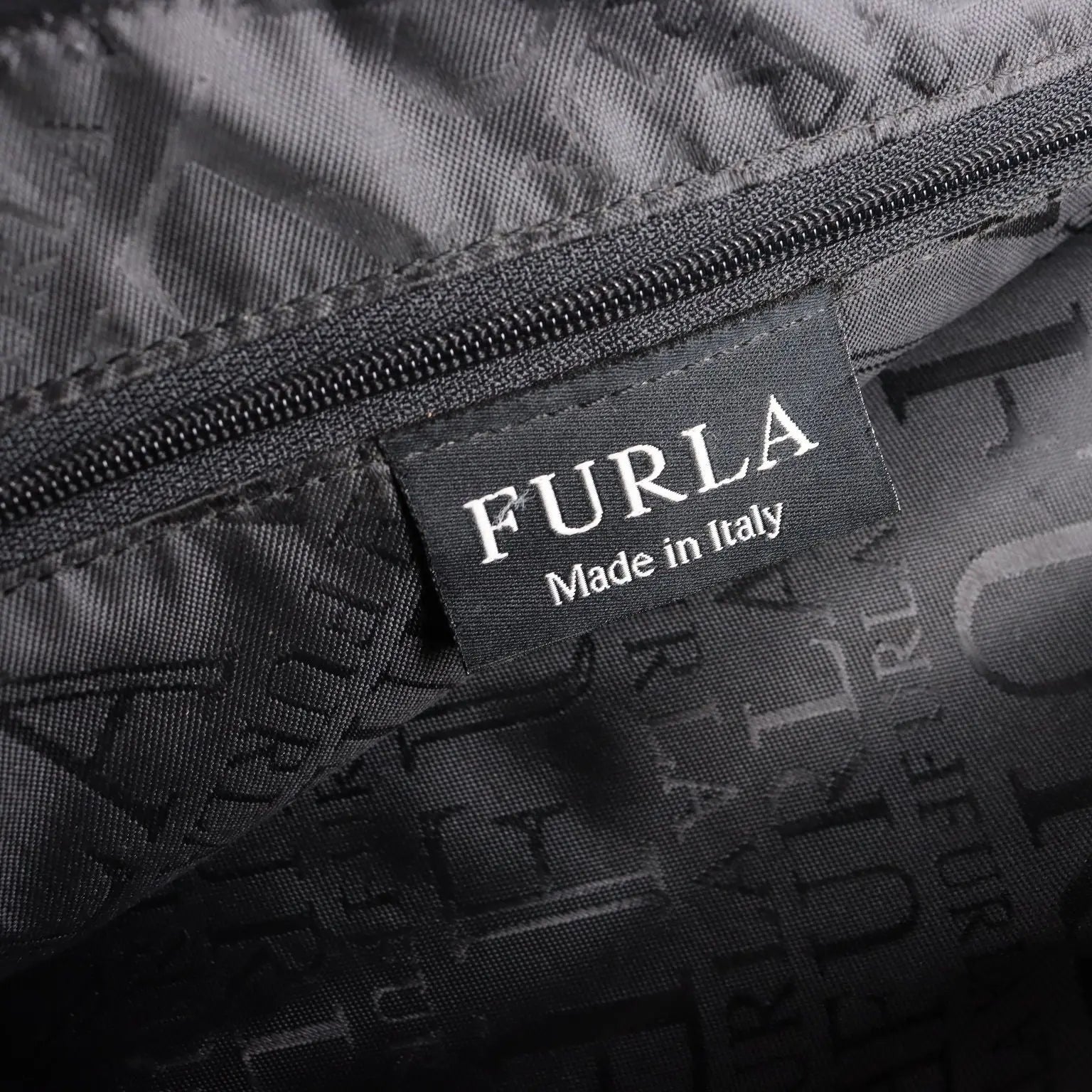 Vintage Furla Bag Black Leather Cord Handles Italy