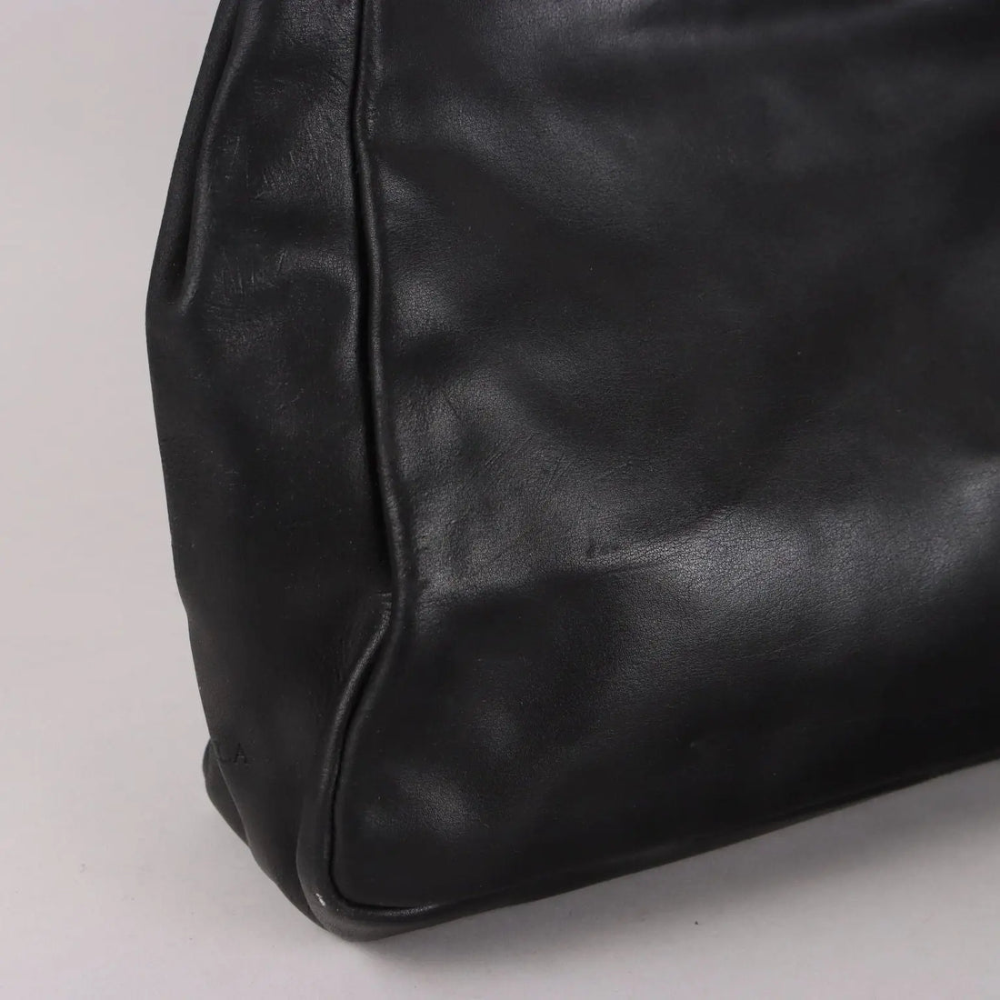 Vintage Furla Bag Black Leather Cord Handles Italy