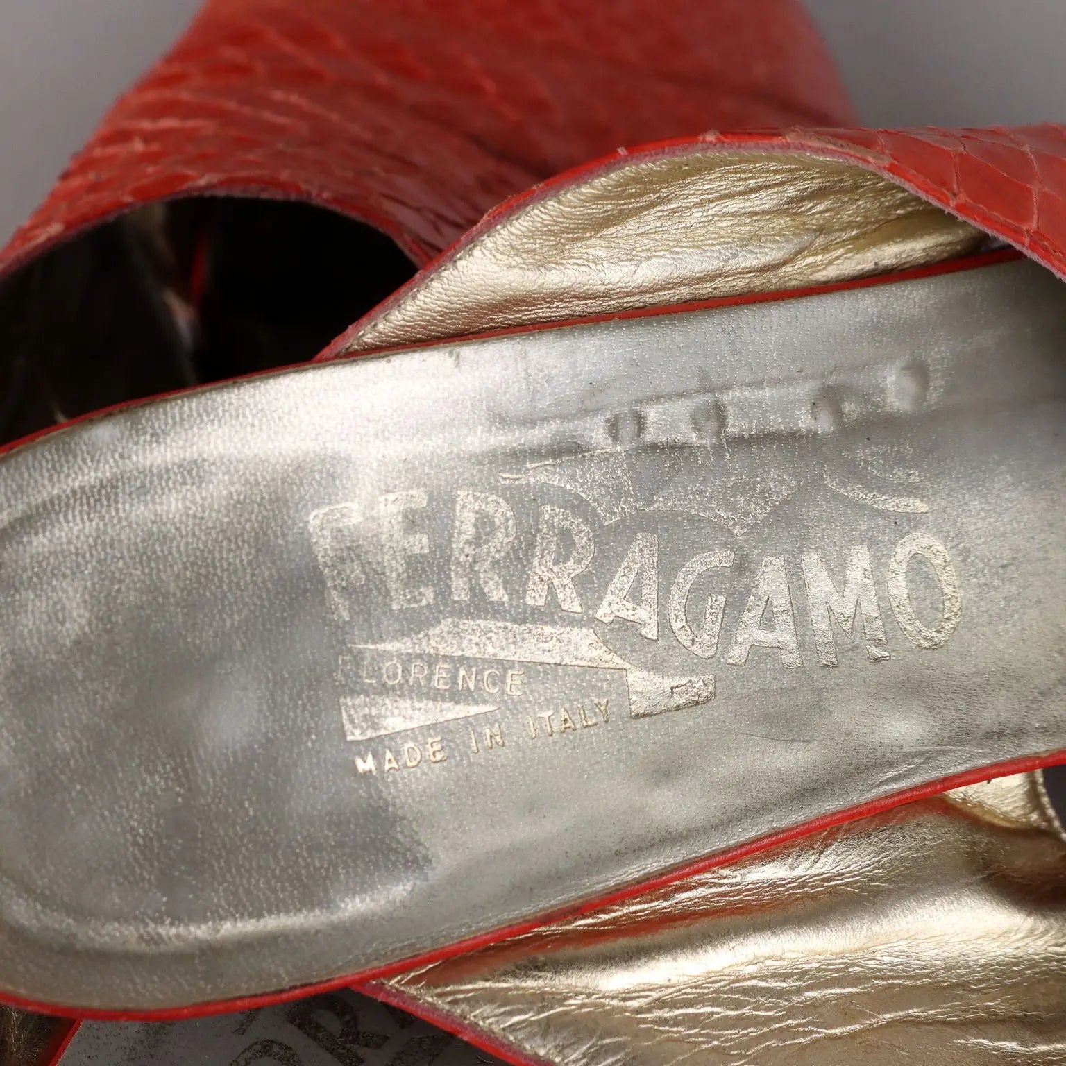 Vintage Coral Red Ferragamo Shoes Leather Size 6 Italy - UK Size 6 | Clothing & House Linens | Vintage