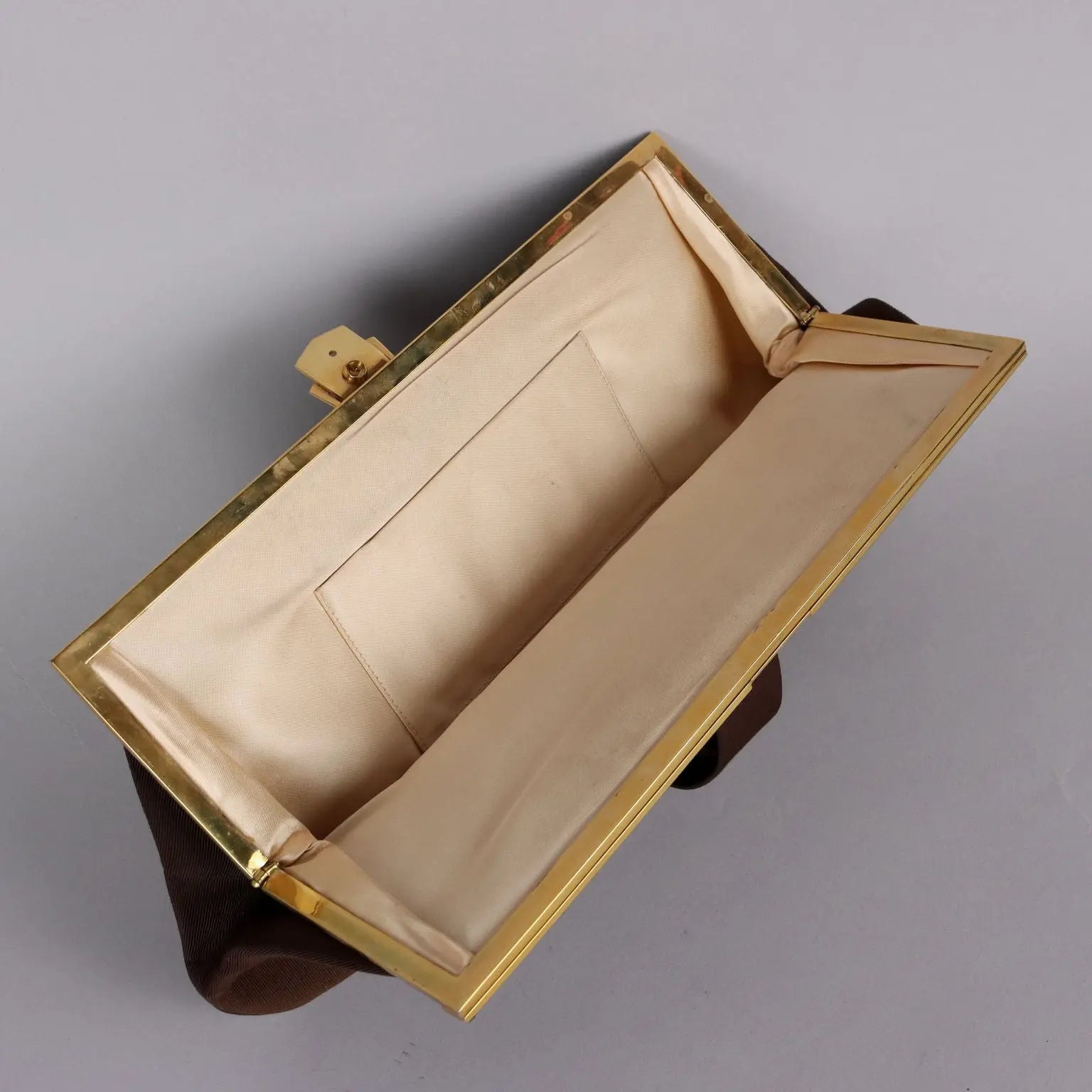 Vintage Handbag Satin Brown Canvas Italy 1960s | Clothing & House Linens | Vintage