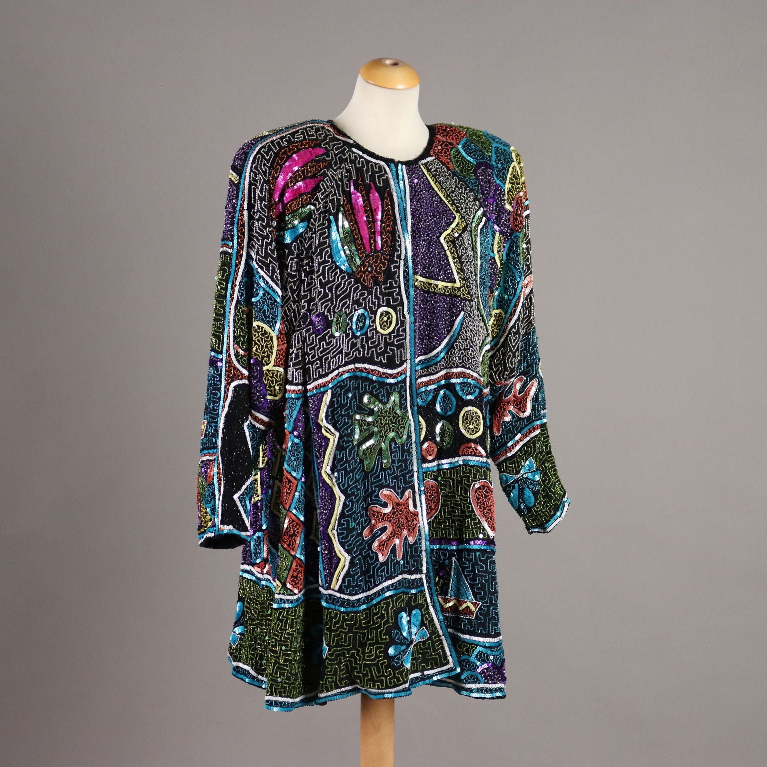 Vintage Jacket Embroidered Silk Unique Size Italy 1980s - Unique Size | Clothing & House Linens  Vintage