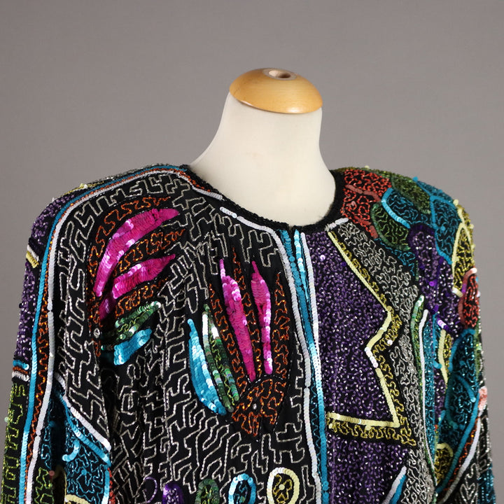 Vintage Jacket Embroidered Silk Unique Size Italy 1980s - Unique Size | Clothing & House Linens  Vintage