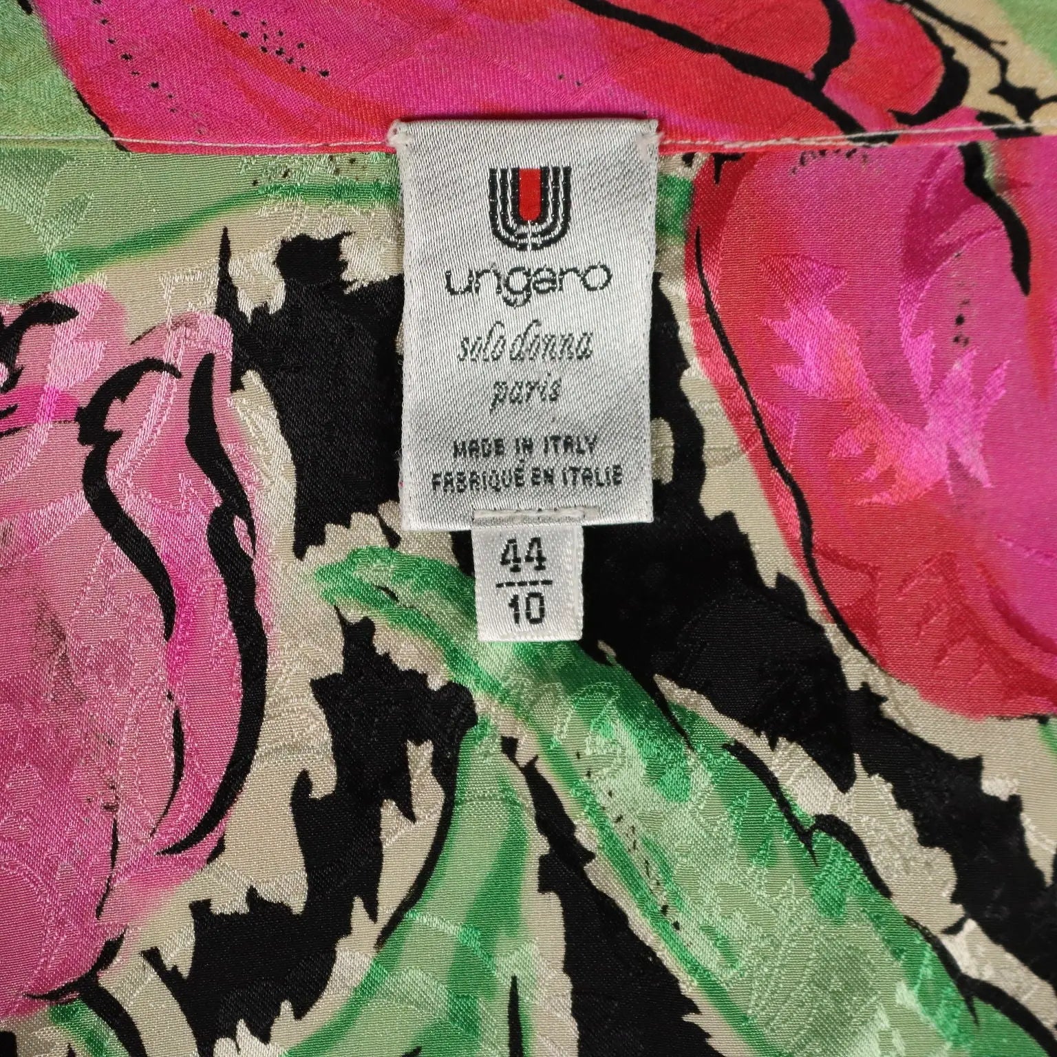Vintage Ungaro Dress Silk UK Size 14 Flower Printed France 1980s-1990s - UK Size 14 | Clothing & House Linens | Vintage