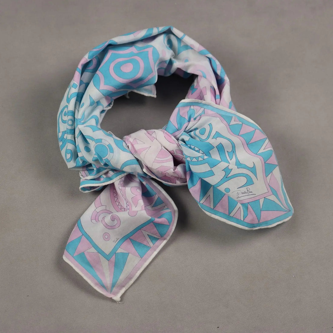 Vintage Pucci Scarf White Cotton Geometric Pattern | Clothing & House Linens | Vintage