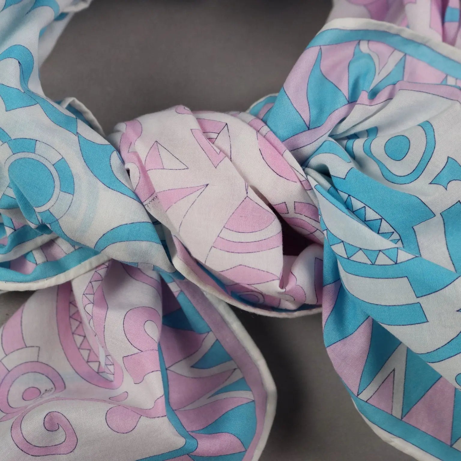 Vintage Pucci Scarf White Cotton Geometric Pattern | Clothing & House Linens | Vintage