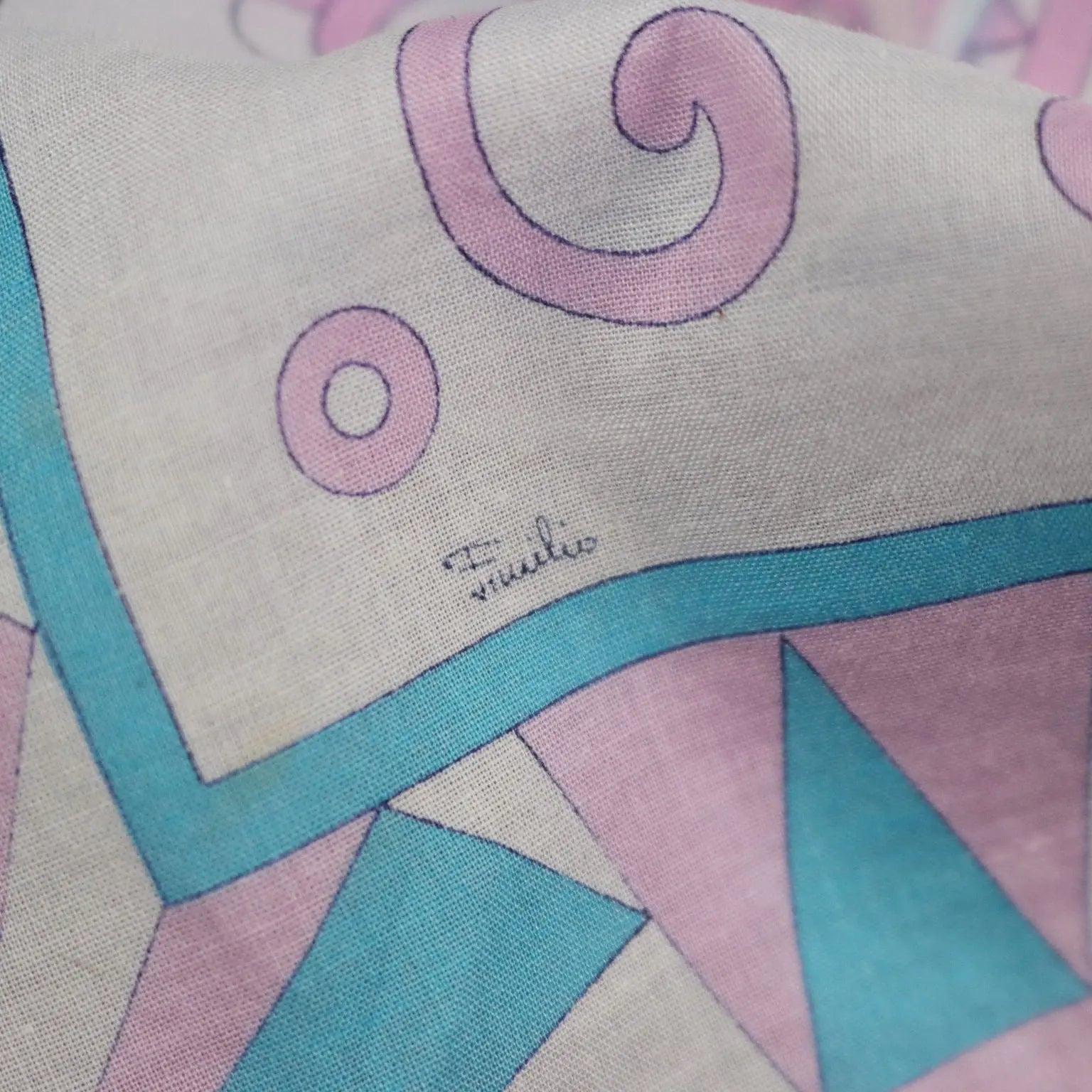 Vintage Pucci Scarf White Cotton Geometric Pattern | Clothing & House Linens | Vintage