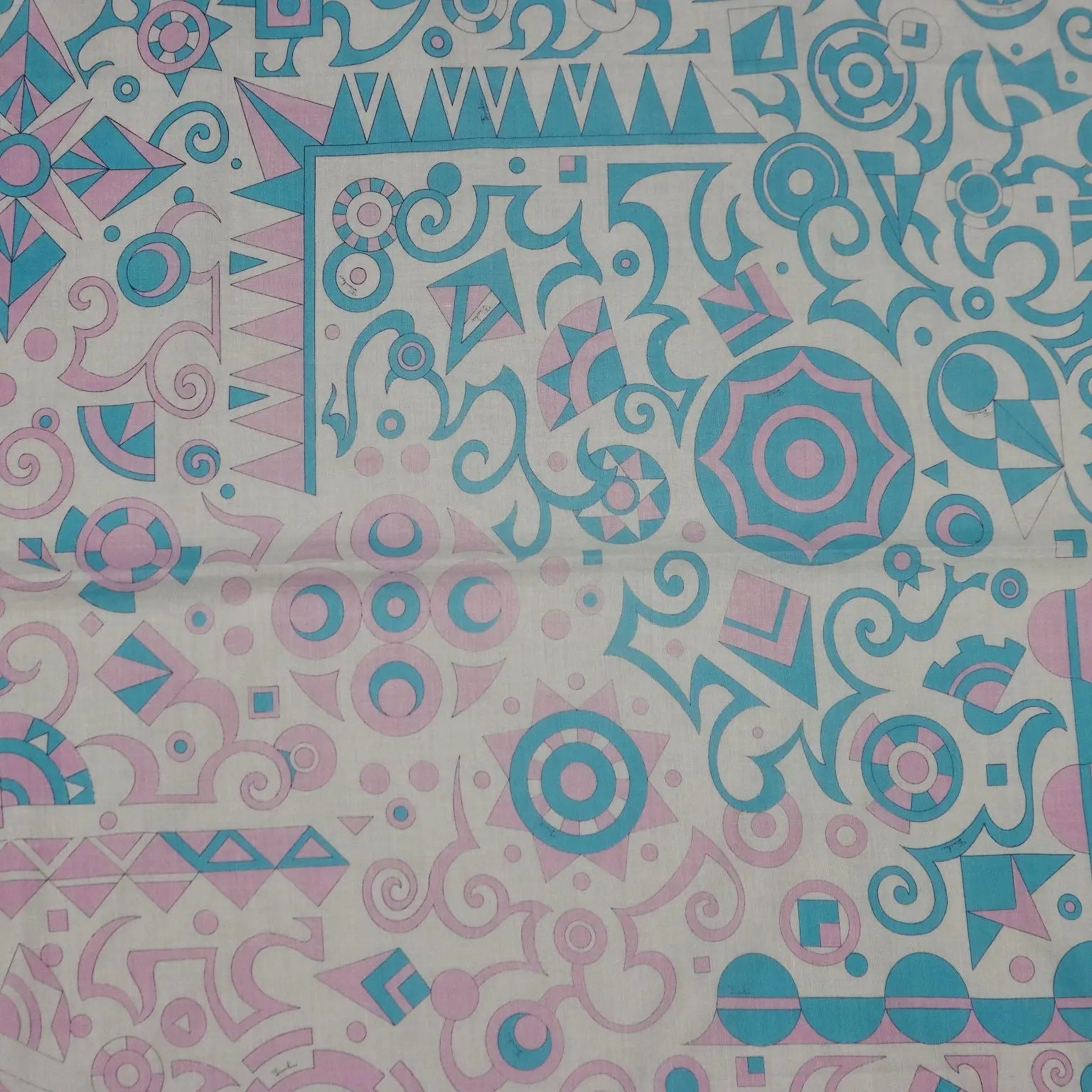 Vintage Pucci Scarf White Cotton Geometric Pattern | Clothing & House Linens | Vintage