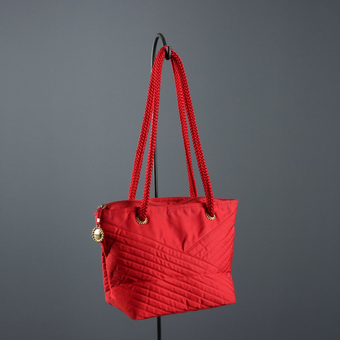 Vintage Ungaro Bag Red Fabric Gilded Metal France 1980s-1990s