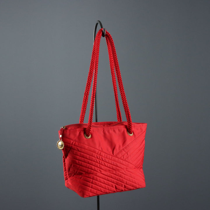 Vintage Ungaro Bag Red Fabric Gilded Metal France 1980s-1990s