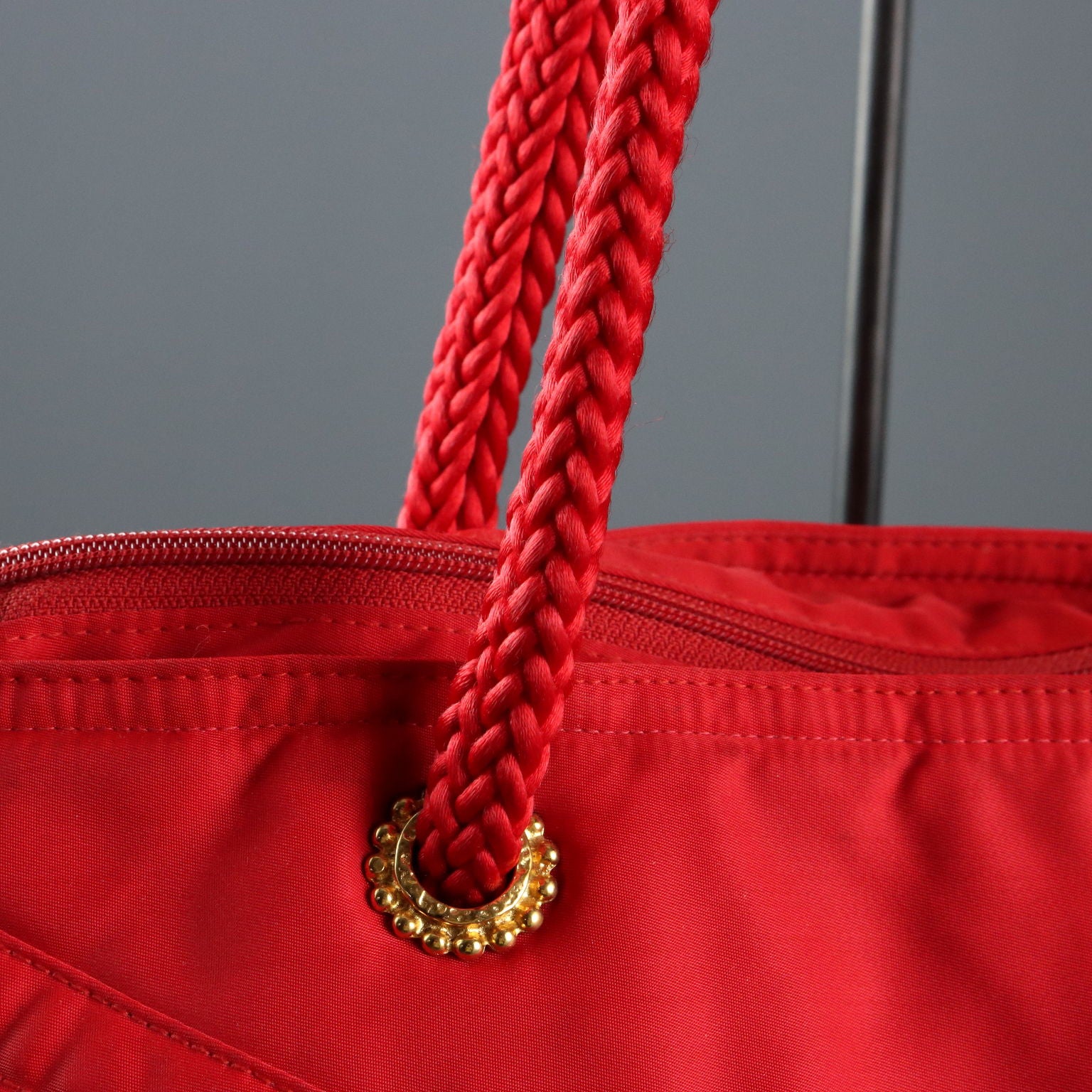 Vintage Ungaro Bag Red Fabric Gilded Metal France 1980s-1990s