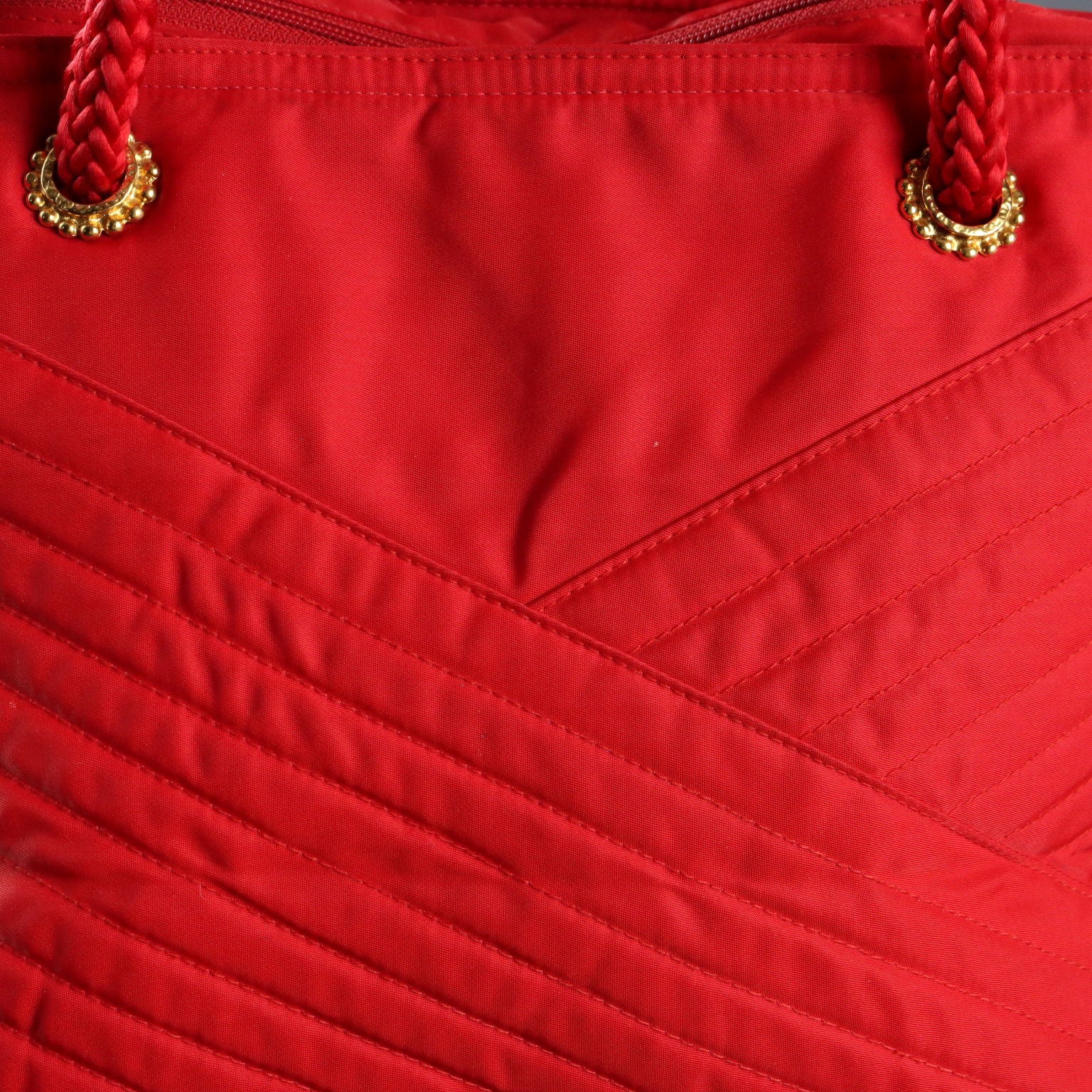 Vintage Ungaro Bag Red Fabric Gilded Metal France 1980s-1990s