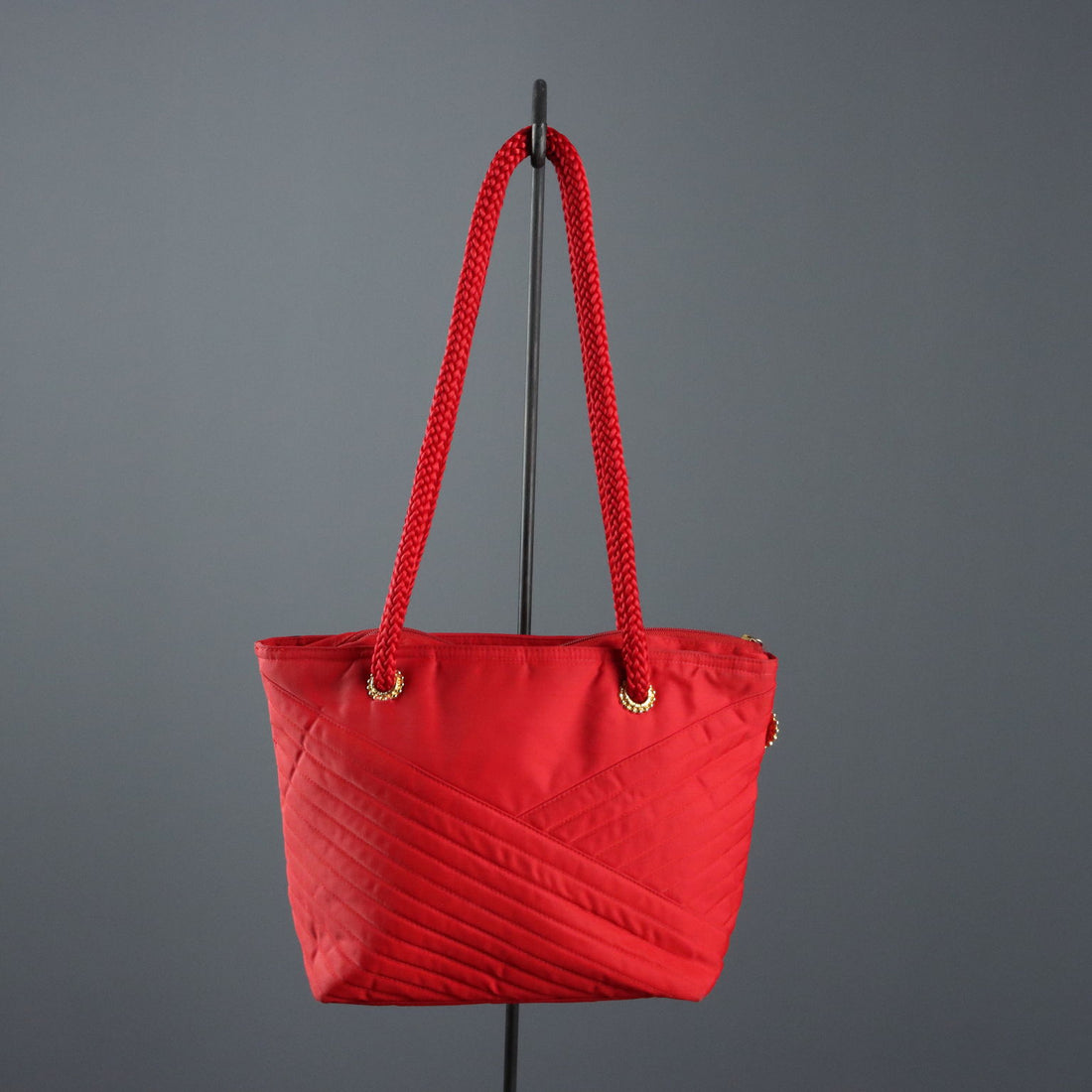 Vintage Ungaro Bag Red Fabric Gilded Metal France 1980s-1990s
