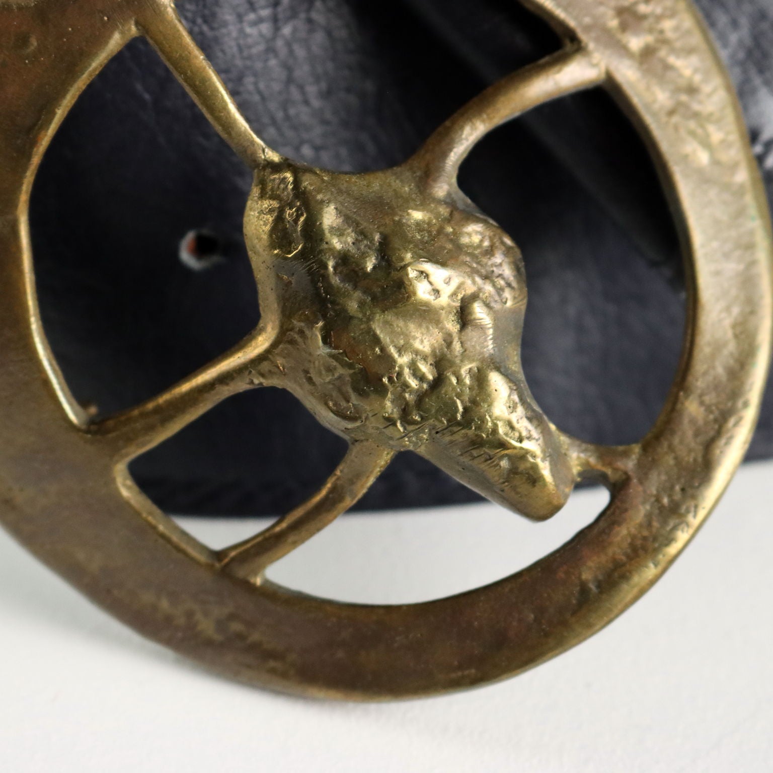 Vintage Belt Blue Leather Metal Buckle Italy 1970s-1980s