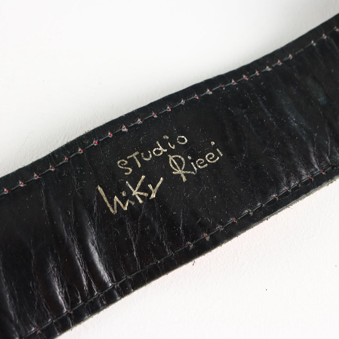 Vintage Belt Red Leather Metal with Apple Vintage 1970s-1980s