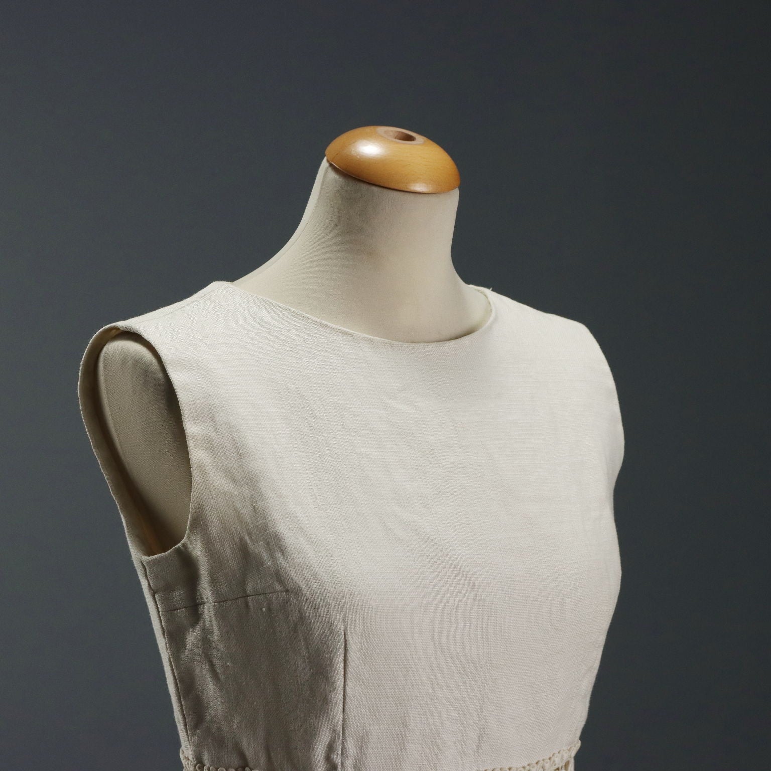 Vintage White Dress Linen UK Size 10/12 Sartoria Zaccarini Milano 1960s