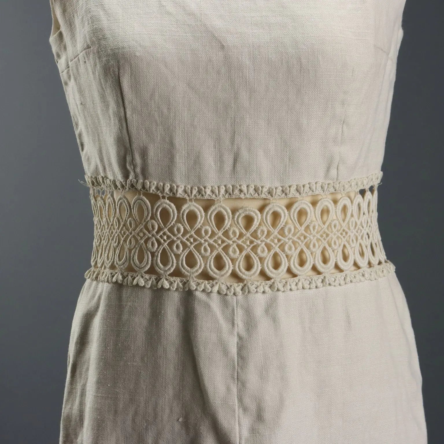 Vintage White Dress Linen UK Size 10/12 Sartoria Zaccarini Milano - UK Size 10/12 | Clothing & House Linens | Vintage