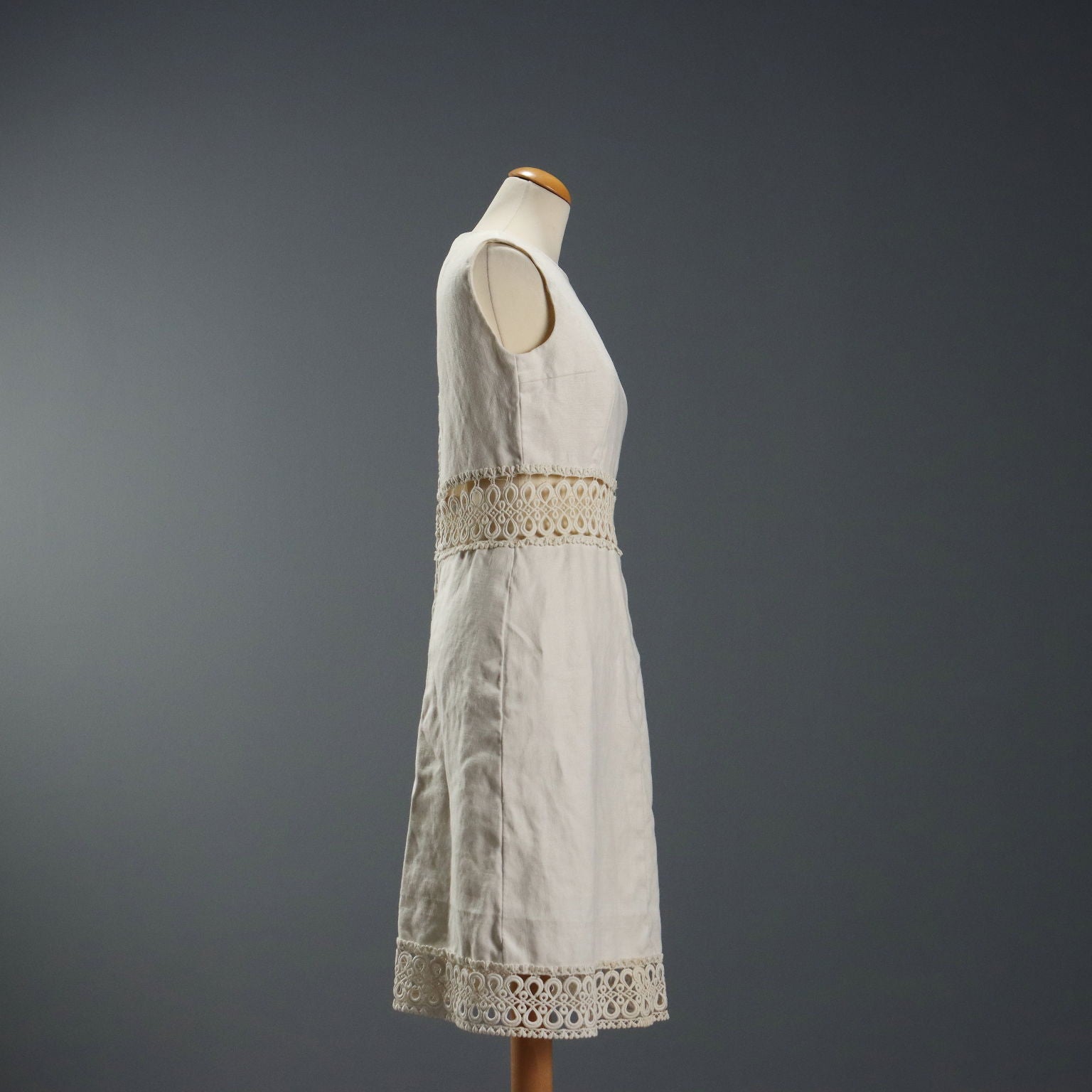 Vintage White Dress Linen UK Size 10/12 Sartoria Zaccarini Milano 1960s