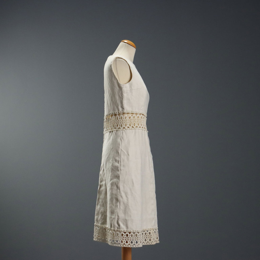 Vintage White Dress Linen UK Size 10/12 Sartoria Zaccarini Milano 1960s