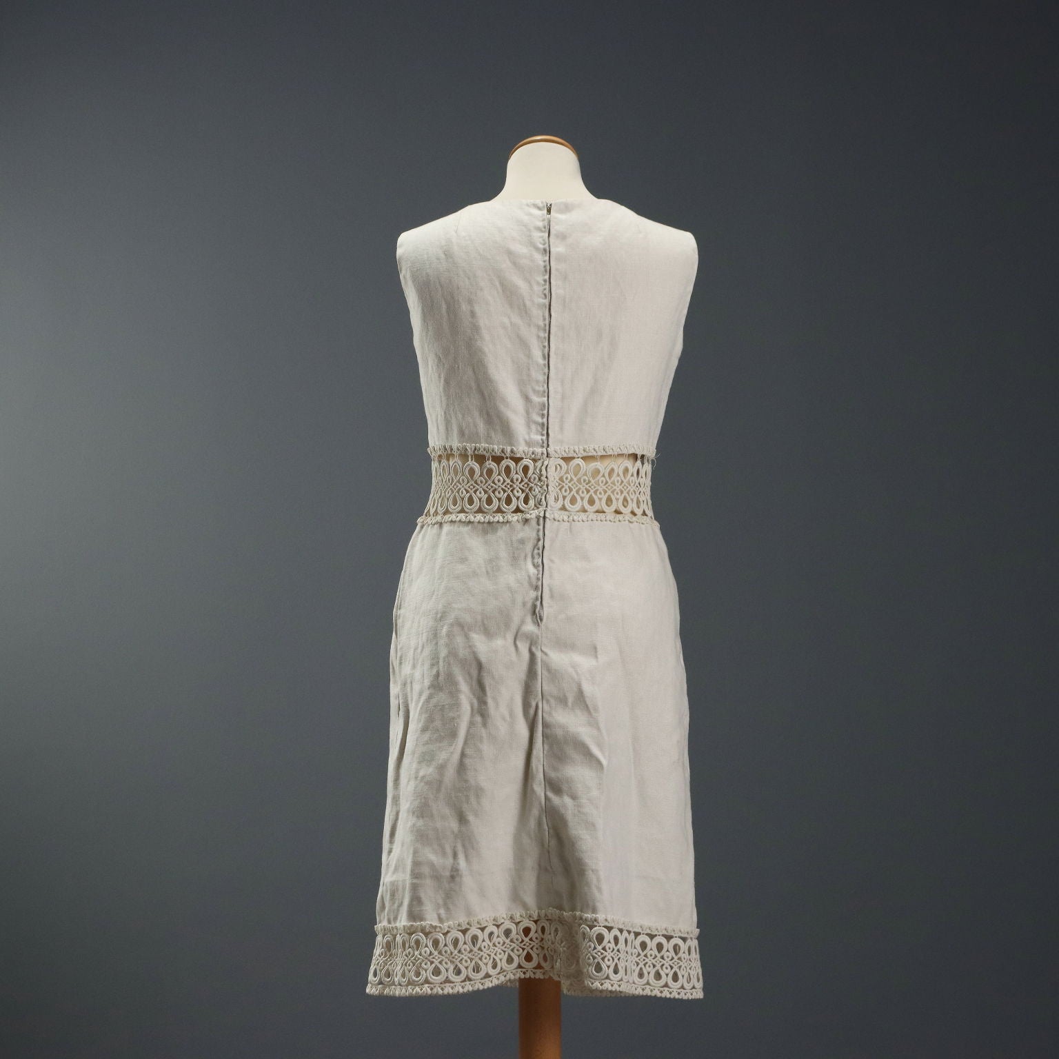 Vintage White Dress Linen UK Size 10/12 Sartoria Zaccarini Milano 1960s