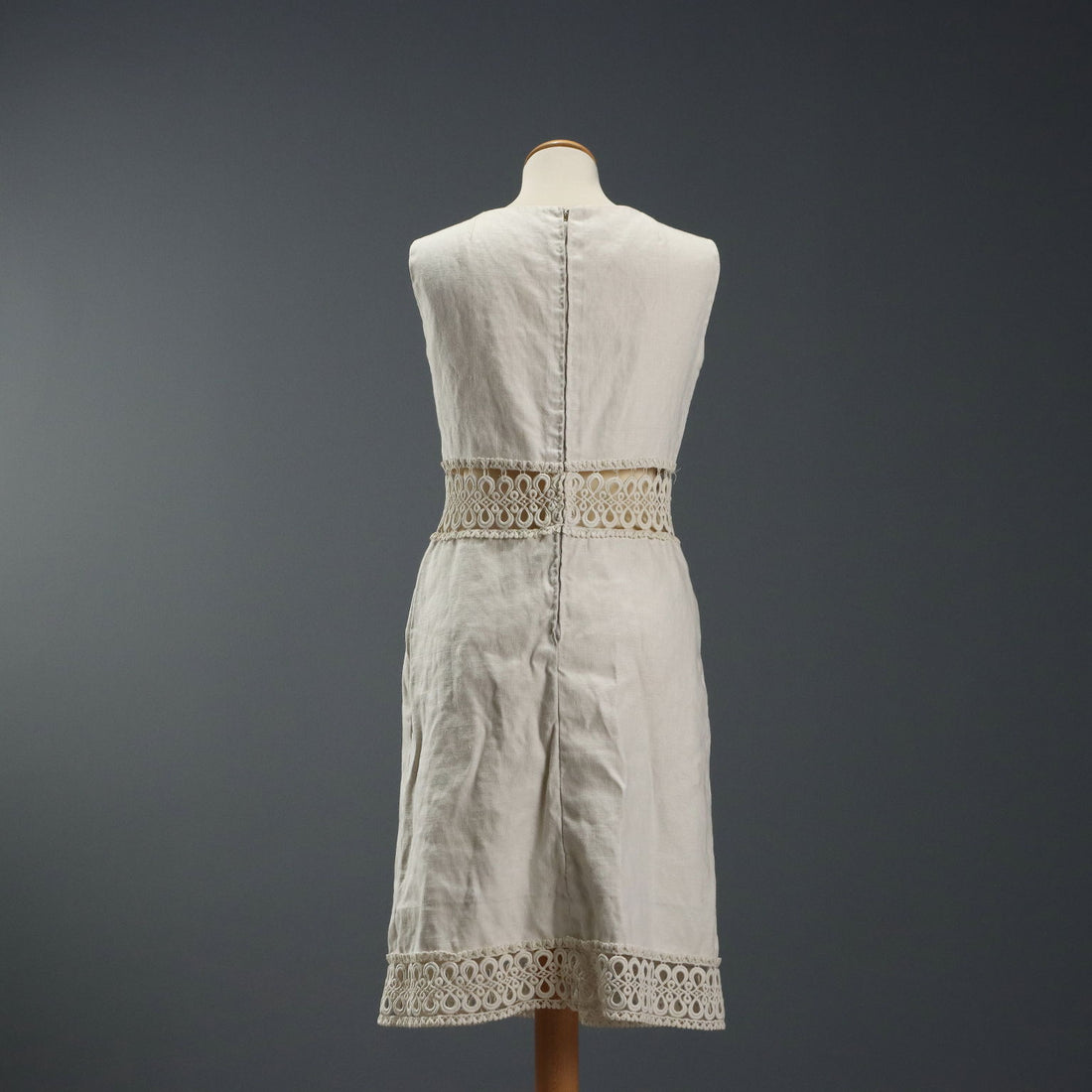 Vintage White Dress Linen UK Size 10/12 Sartoria Zaccarini Milano 1960s