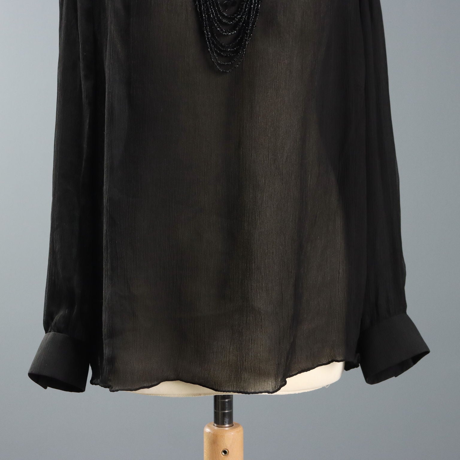 Vintage Silk Blouse with Leather Embroideries UK Size 14 1970s-80s