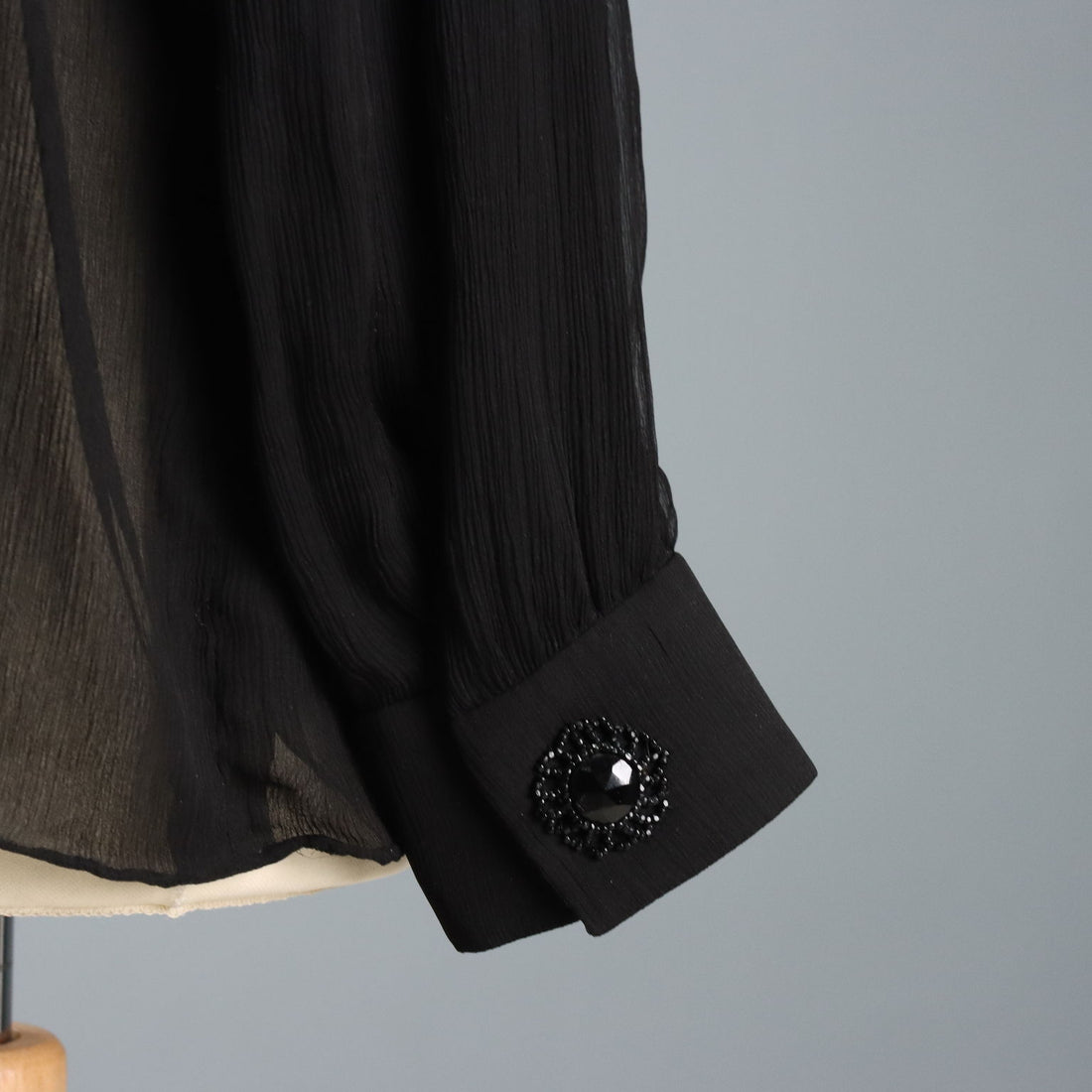 Vintage Silk Blouse with Leather Embroideries UK Size 14 1970s-80s