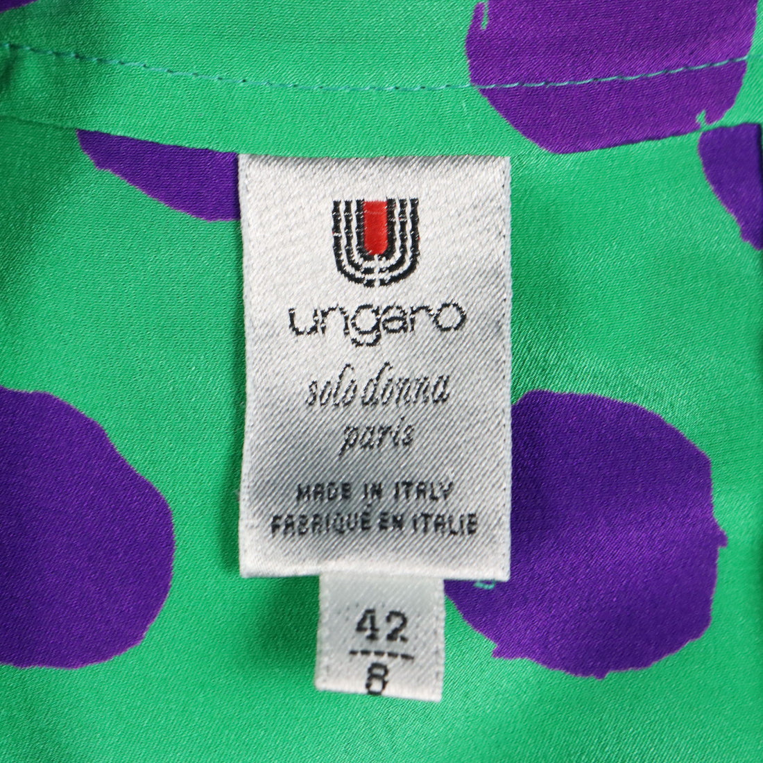 Vintage Ungaro Dress Silk with Scarf UK Size 14 France 1980s-1990s