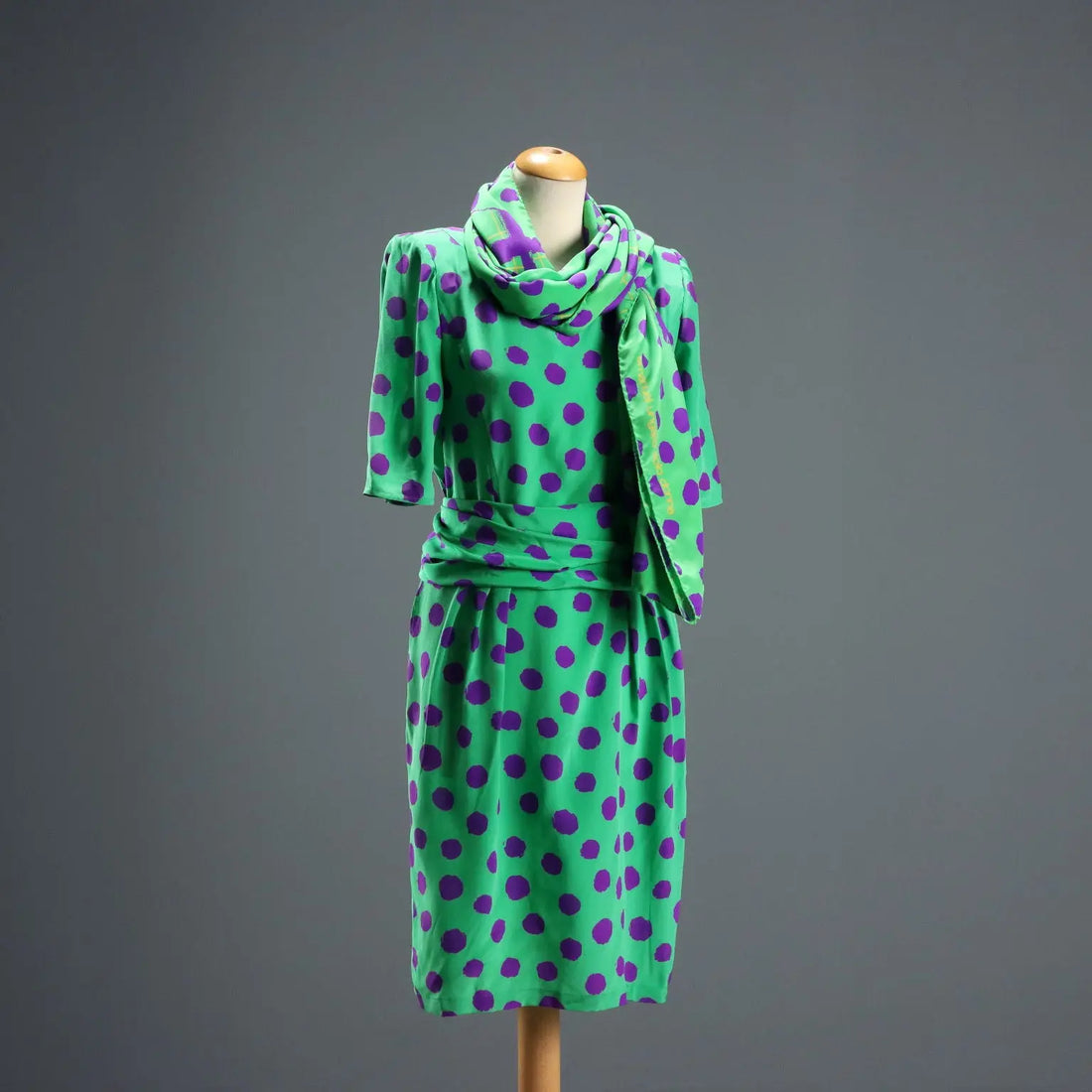 Vintage Ungaro Dress Silk with Scarf UK Size 14 France 1980s-1990s - UK Size 14 | Clothing & House Linens | Vintage