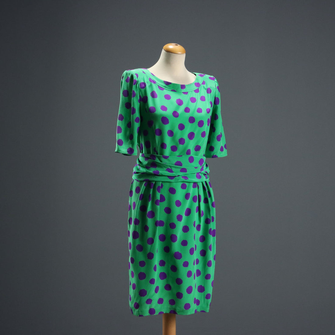 Vintage Ungaro Dress Silk with Scarf UK Size 14 France 1980s-1990s