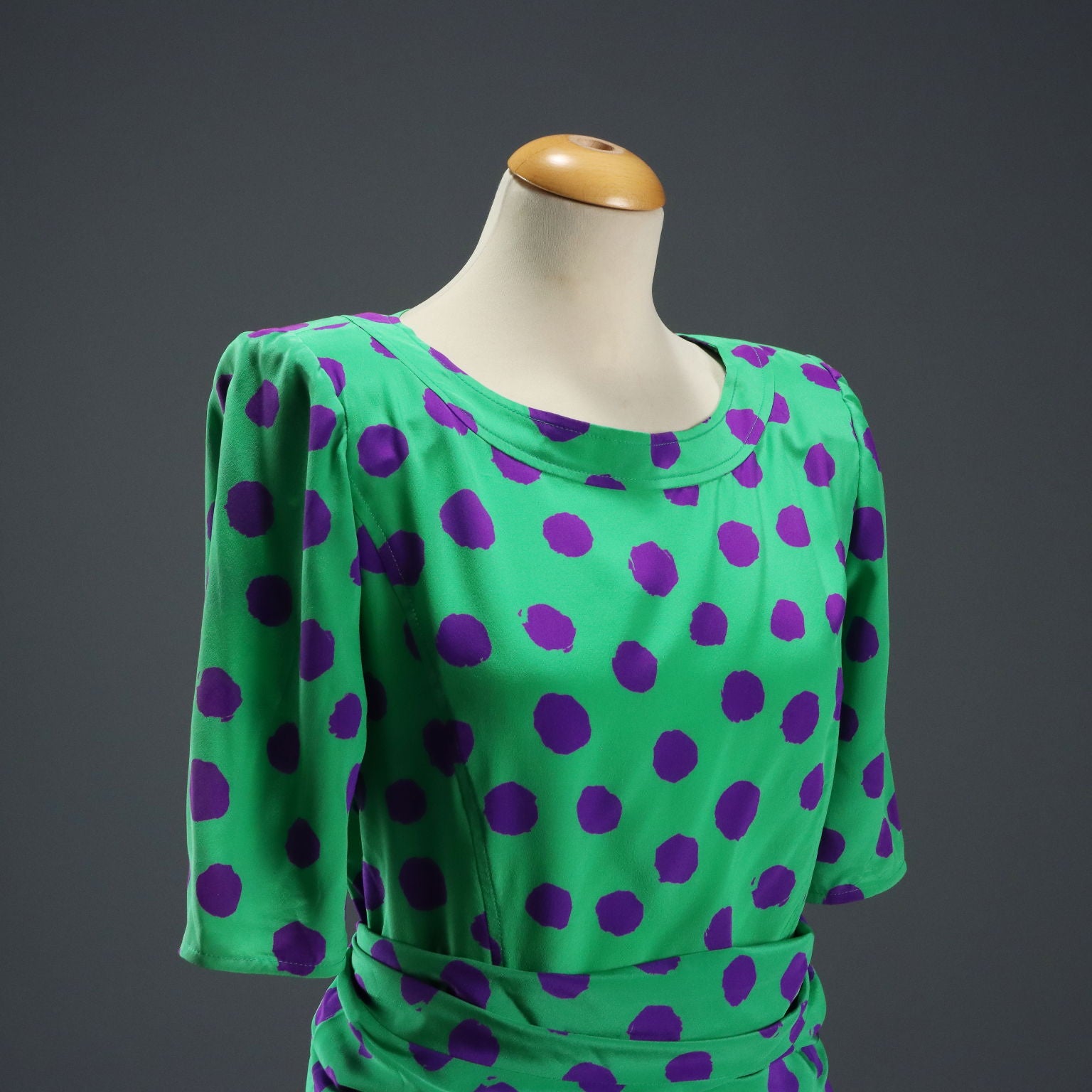 Vintage Ungaro Dress Silk with Scarf UK Size 14 France 1980s-1990s