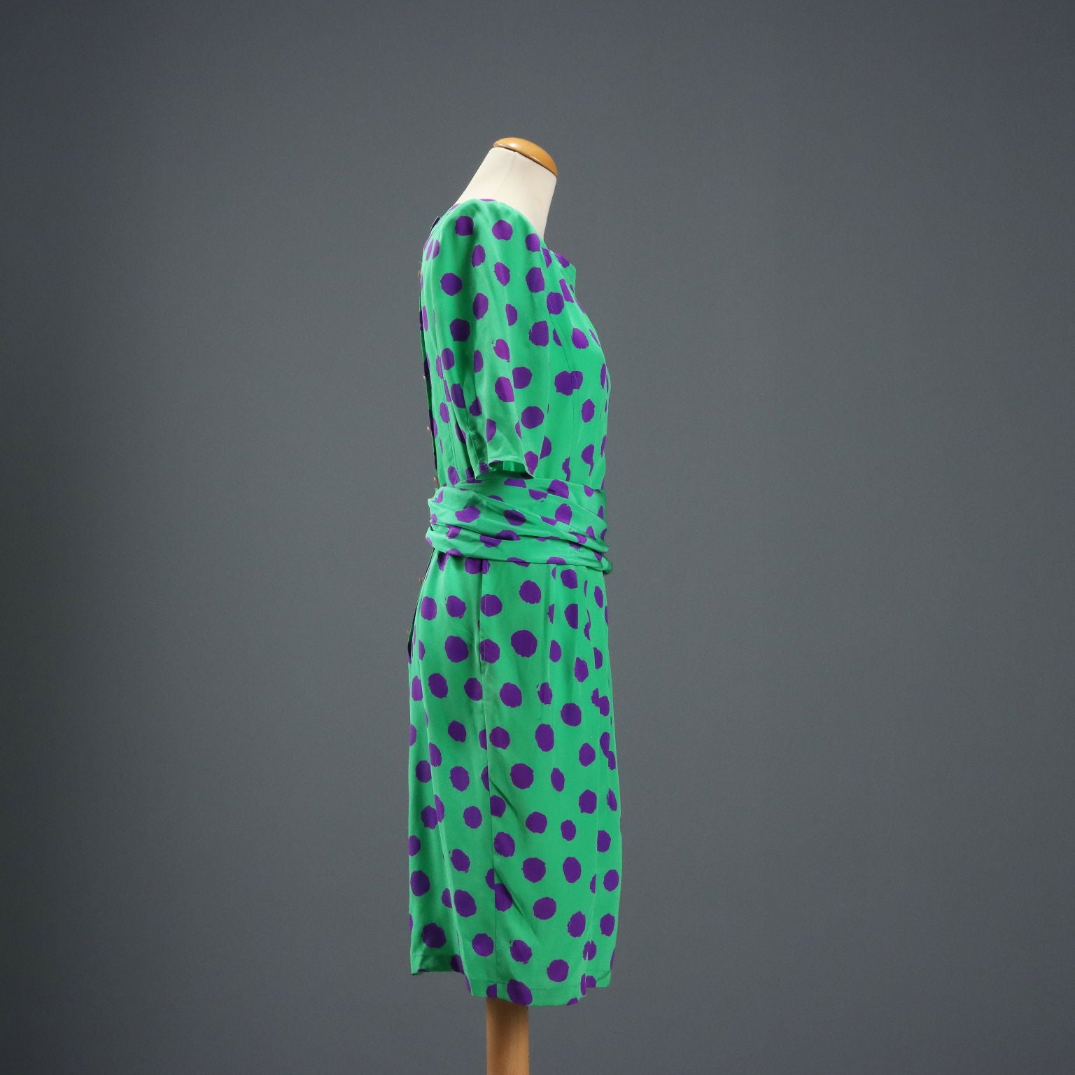 Vintage Ungaro Dress Silk with Scarf UK Size 14 France 1980s-1990s