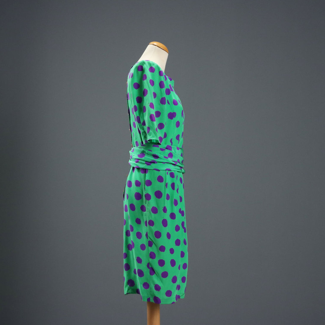 Vintage Ungaro Dress Silk with Scarf UK Size 14 France 1980s-1990s