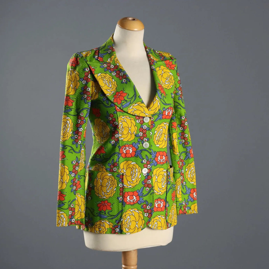 Vintage Flowery Jacket Cotton UK Size 10 Italy 1960s - UK Size 10 | Clothing & House Linens | Vintage