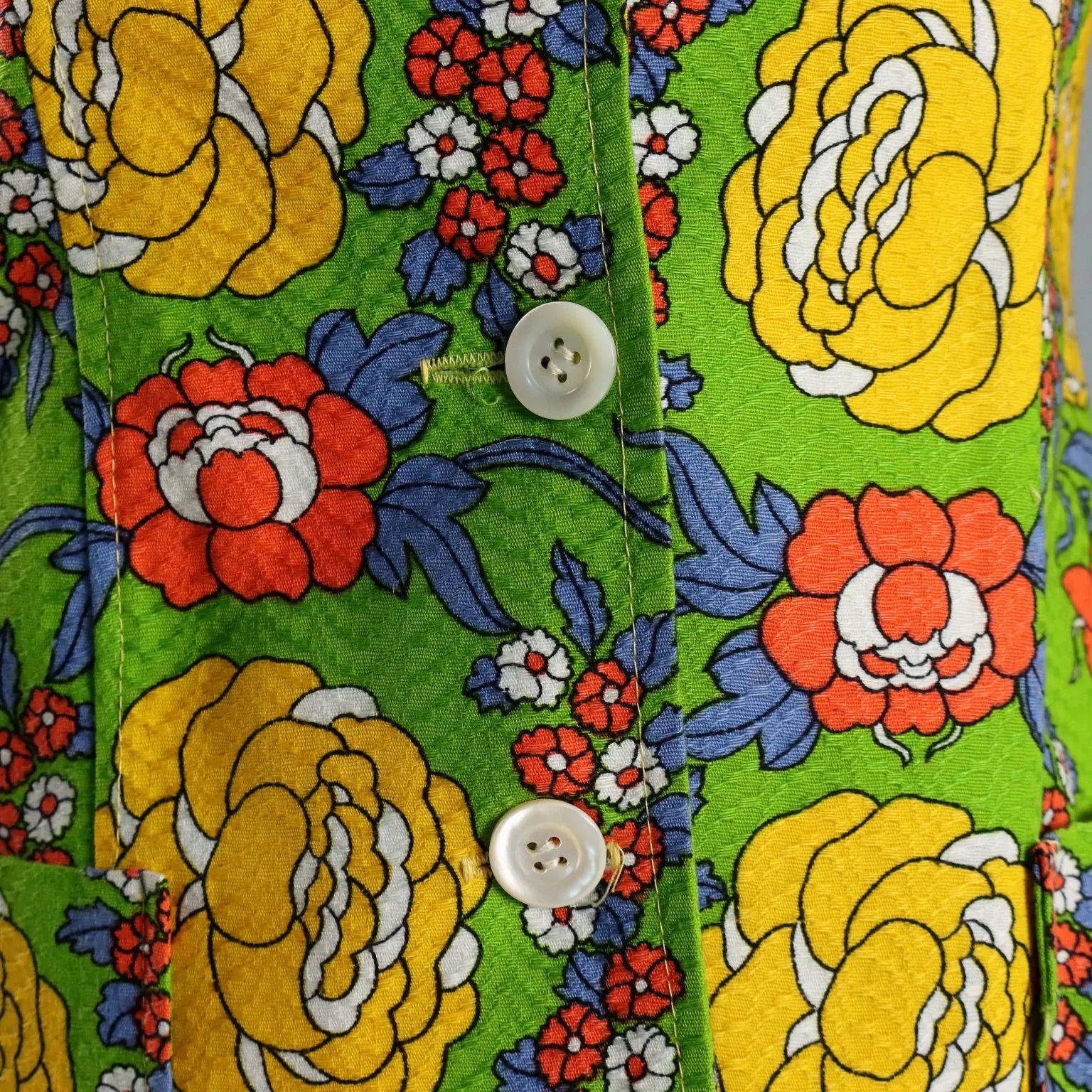 Vintage Flowery Jacket Cotton UK Size 10 Italy 1960s - UK Size 10 | Clothing & House Linens | Vintage