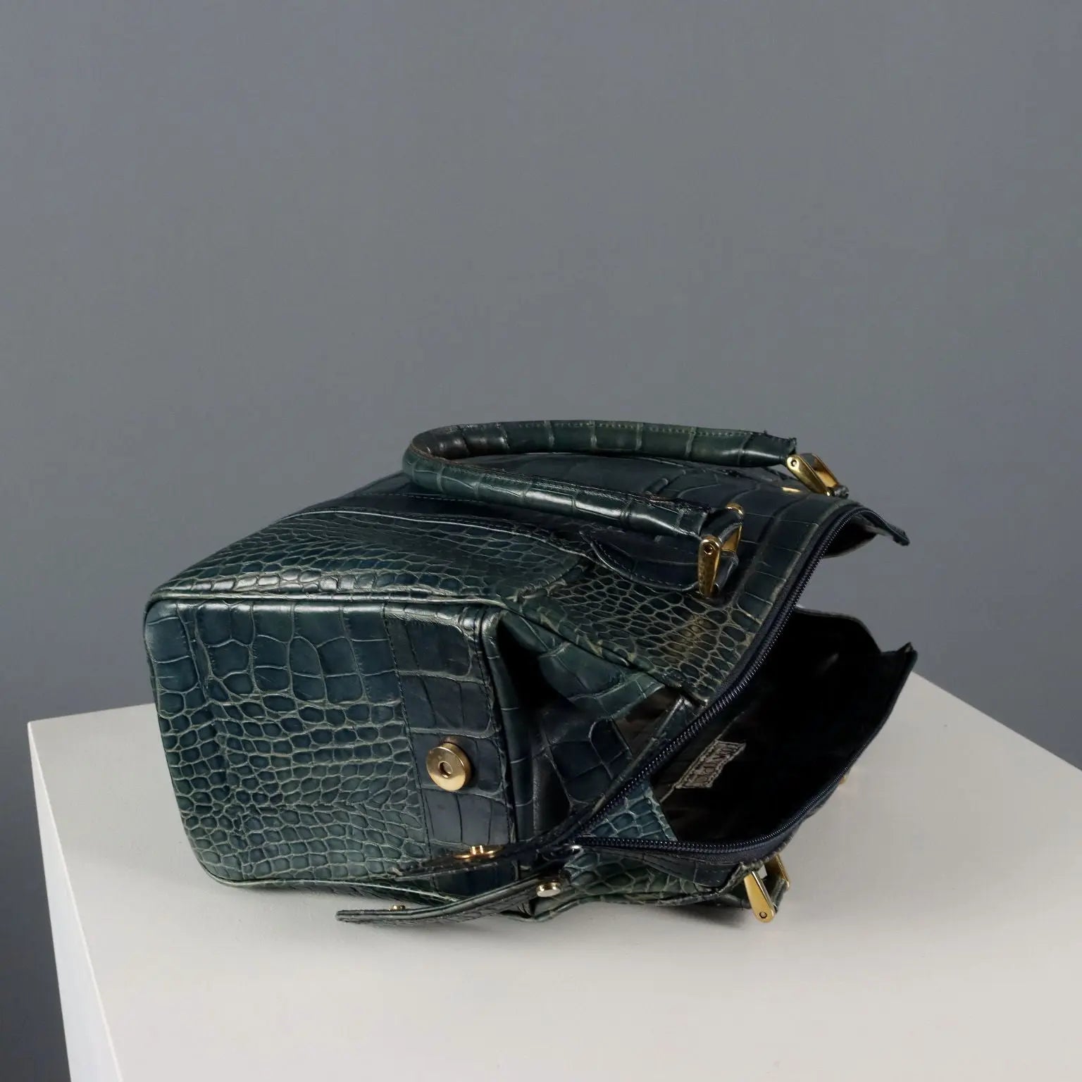 Pupa Straci Vintage Leather Bag Teal Italy 1990s | Clothing & House Linens | Vintage