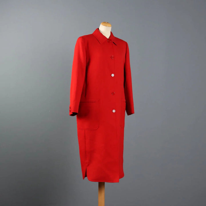 Valentino Vintage Red Overcoat Wool UK Size 14 Italy 1980s-90s - UK Size 14 | Clothing & House Linens | Vintage