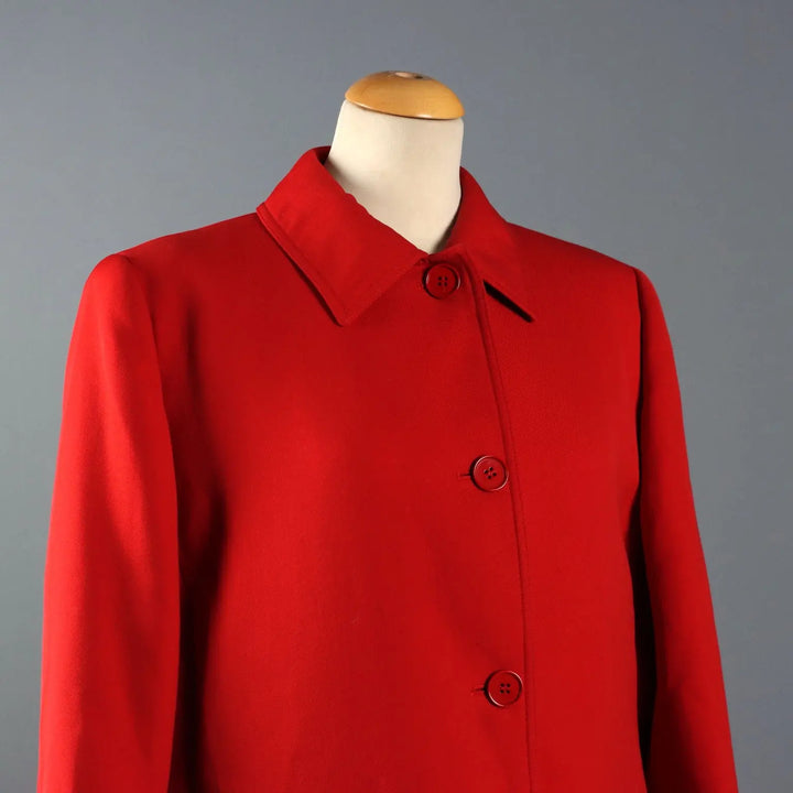 Valentino Vintage Red Overcoat Wool UK Size 14 Italy 1980s-90s - UK Size 14 | Clothing & House Linens | Vintage