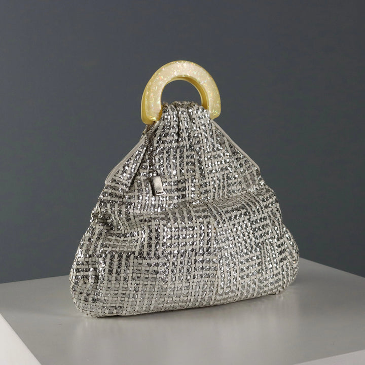 Sgargi Vintage White and Silver Bag Plastic Italy 1990s | Clothing & House Linens | Vintage
