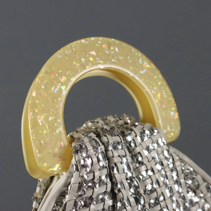 Sgargi Vintage White and Silver Bag Plastic Italy 1990s | Clothing & House Linens | Vintage