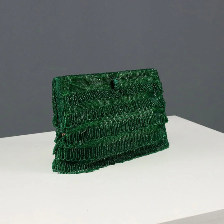 Vintage Comolli Bag Green Glass Beads Italy 1970s-1980s | Clothing & House Linens | Vintage