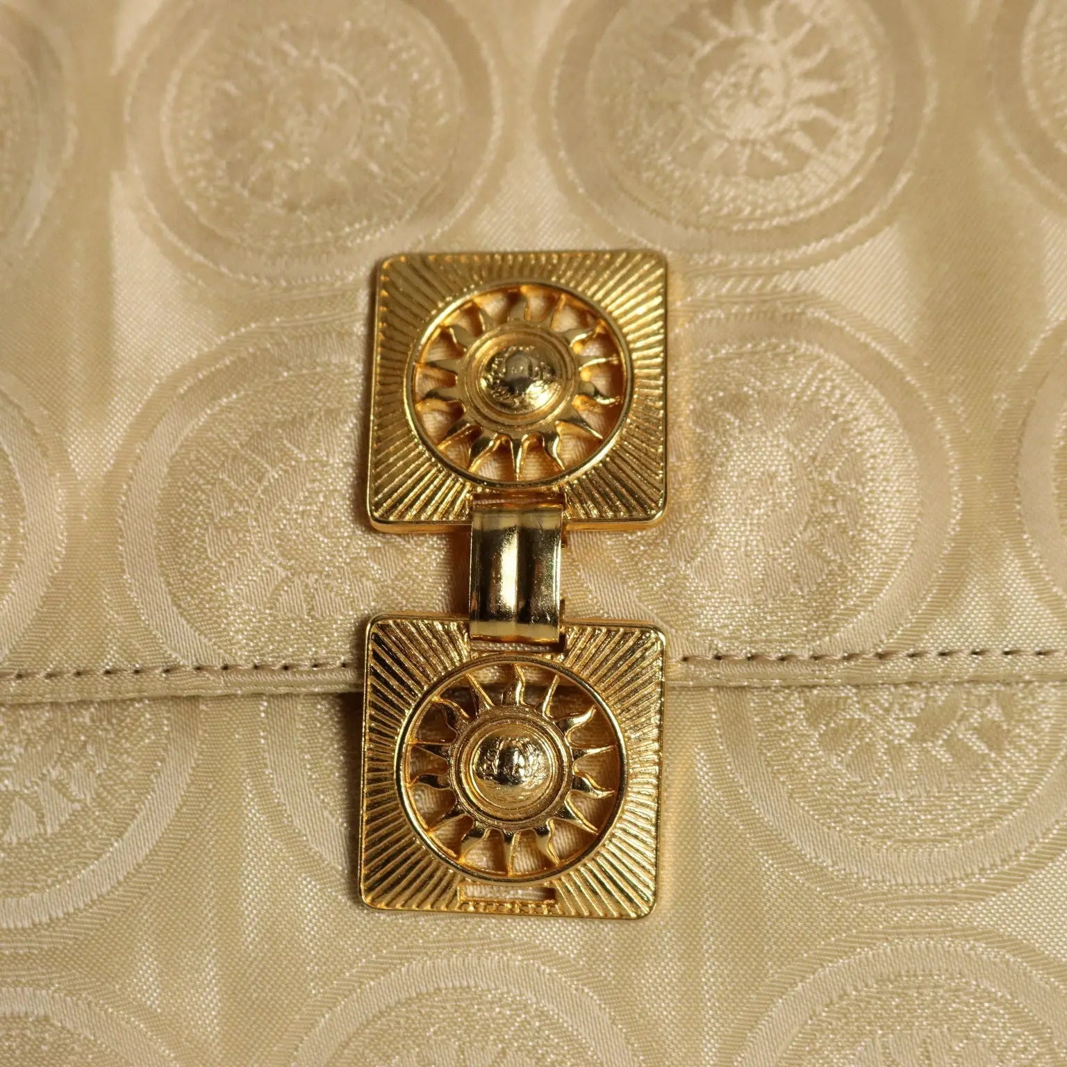 Versace Vintage Bag Beige Fabric Metal Italy 1990s | Clothing & House Linens | Vintage