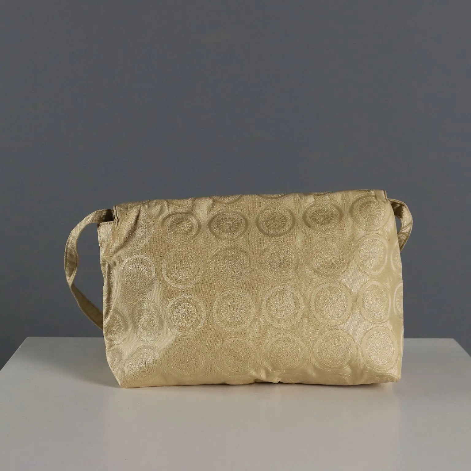 Versace Vintage Bag Beige Fabric Metal Italy 1990s | Clothing & House Linens | Vintage