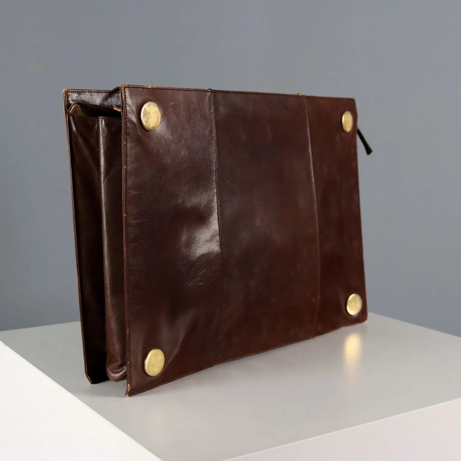 Vintage Rodo Bag Brown Leather Gilded Metal Italy 1970s | Clothing & House Linens | Vintage