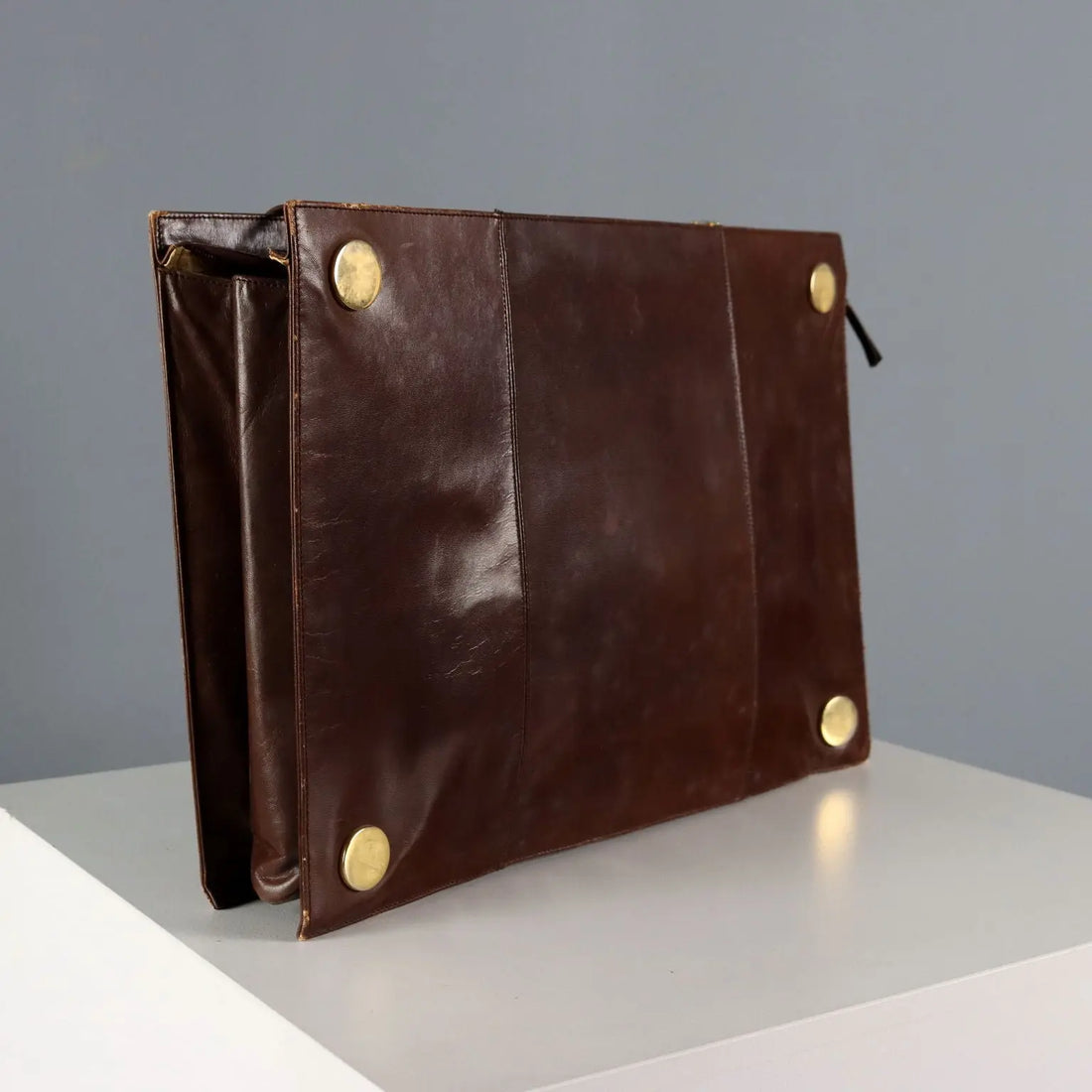 Vintage Rodo Bag Brown Leather Gilded Metal Italy 1970s | Clothing & House Linens | Vintage
