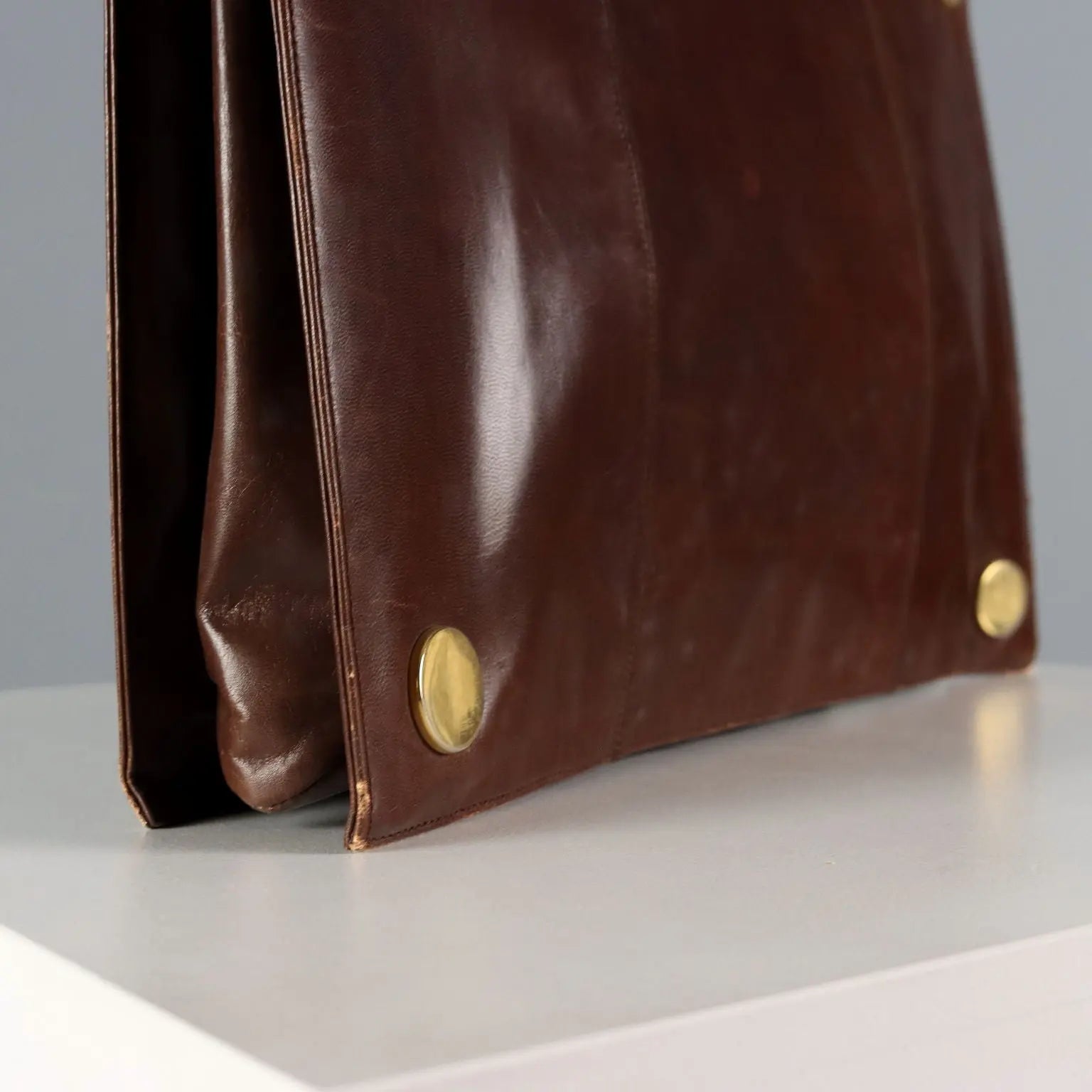 Vintage Rodo Bag Brown Leather Gilded Metal Italy 1970s | Clothing & House Linens | Vintage