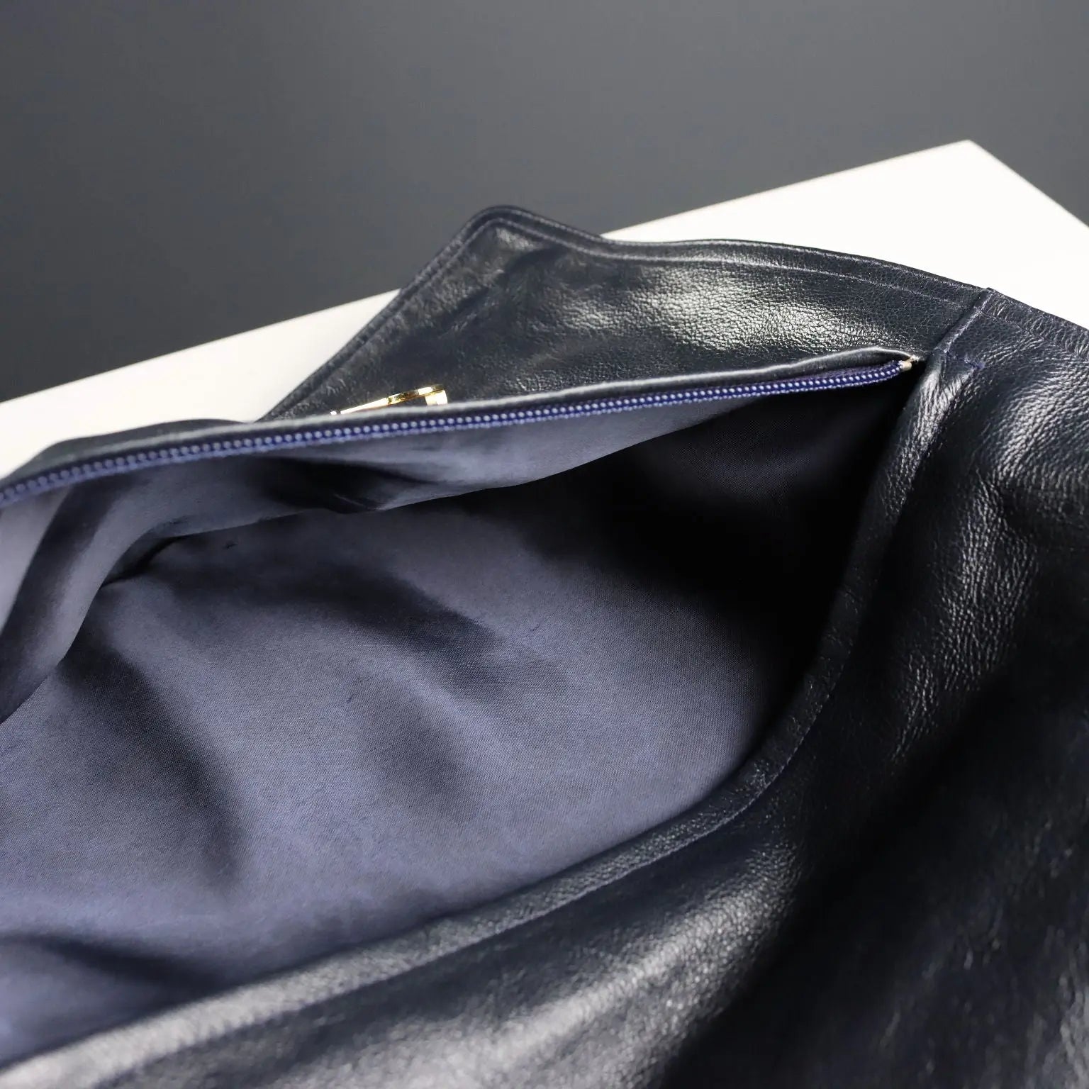 Vintage Blue Leather Clutch Gilded Metal Italy 1970s-80s | Clothing & House Linens | Vintage