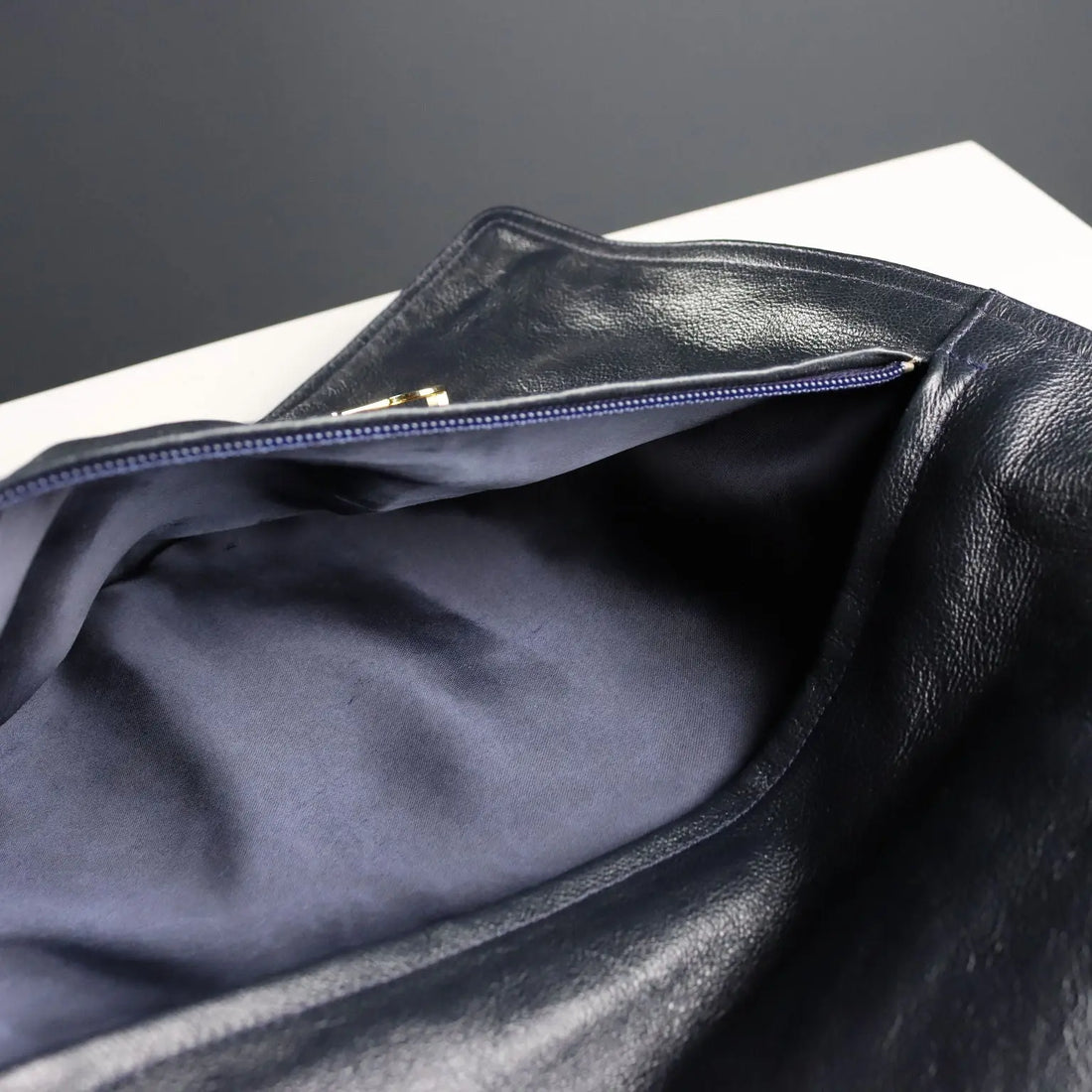 Vintage Blue Leather Clutch Gilded Metal Italy 1970s-80s | Clothing & House Linens | Vintage