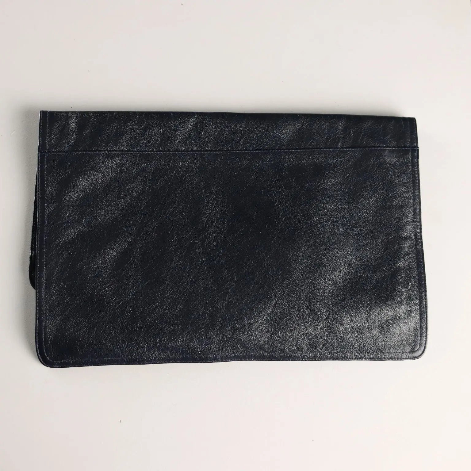 Vintage Blue Leather Clutch Gilded Metal Italy 1970s-80s | Clothing & House Linens | Vintage