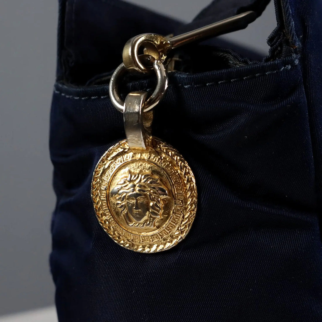 Gianni Versace Vintage Bag Blue Canvas Metal Italy 1990s | Clothing & House Linens | Vintage